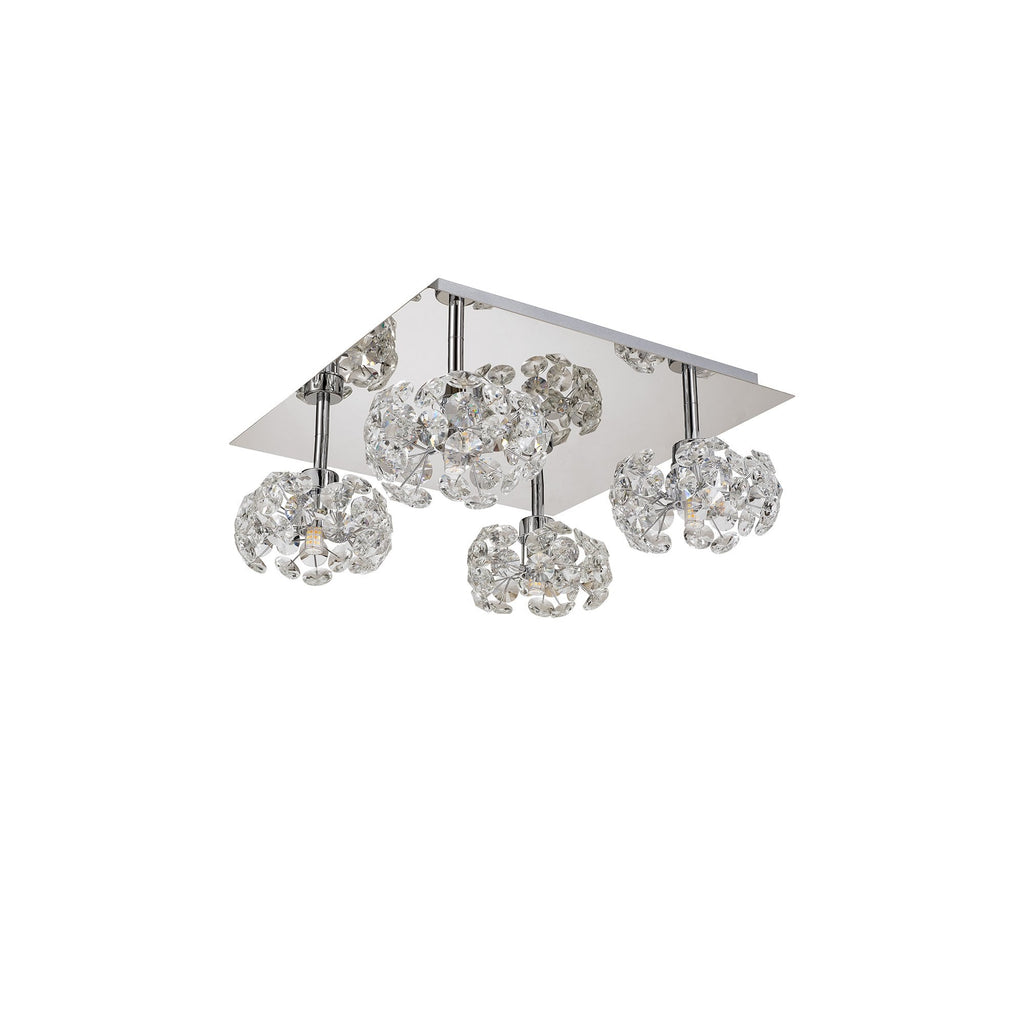 NLK05119 Paris 4 Light Flush Ceiling Light Polished Chrome Crystal