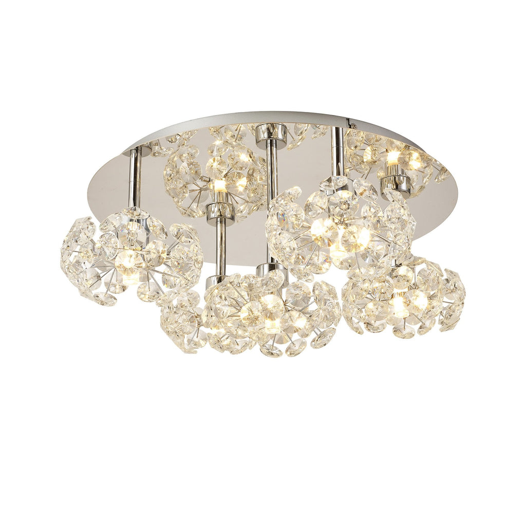 NLK05129 Paris 5 Light Flush Ceiling Light Polished Chrome Crystal
