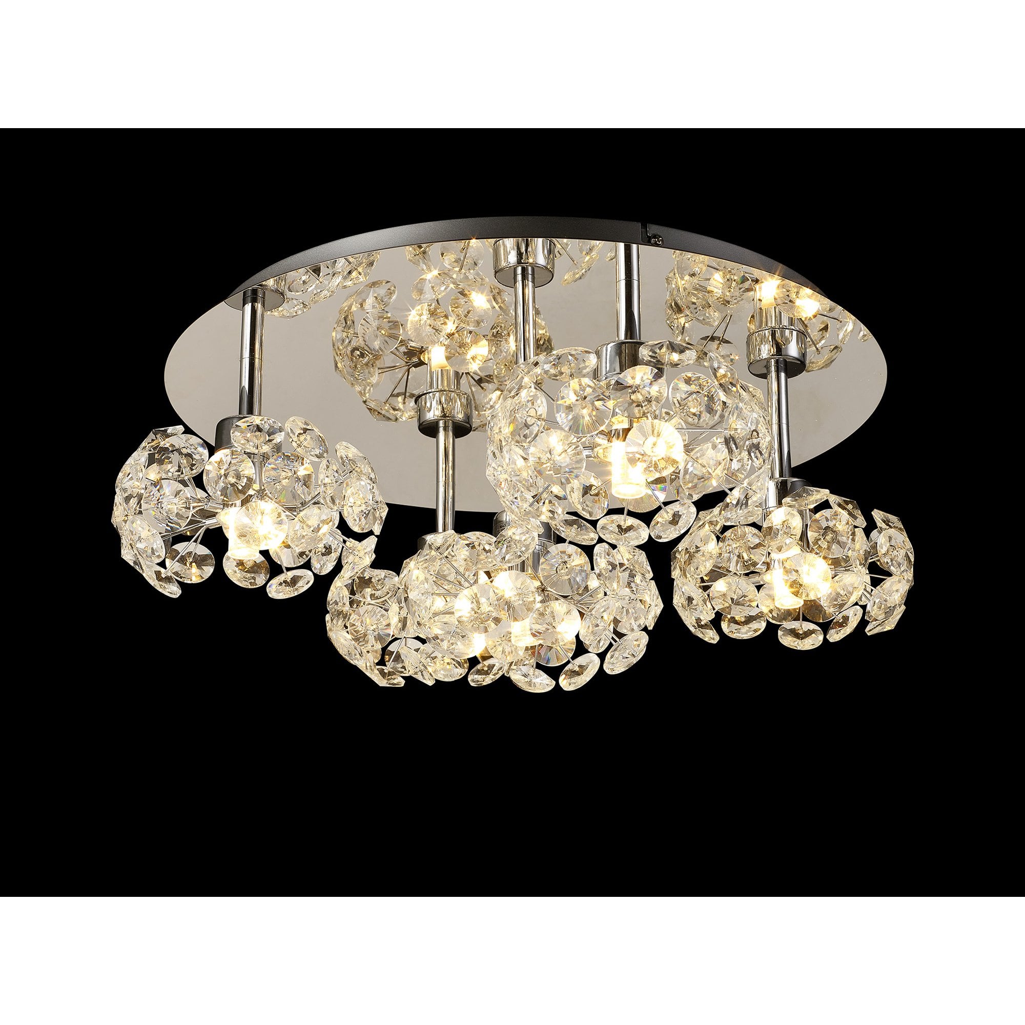NLK05129 Paris 5 Light Flush Ceiling Light Polished Chrome Crystal