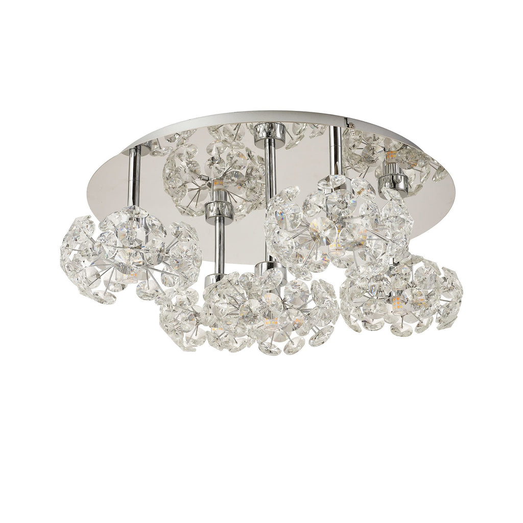 NLK05129 Paris 5 Light Flush Ceiling Light Polished Chrome Crystal