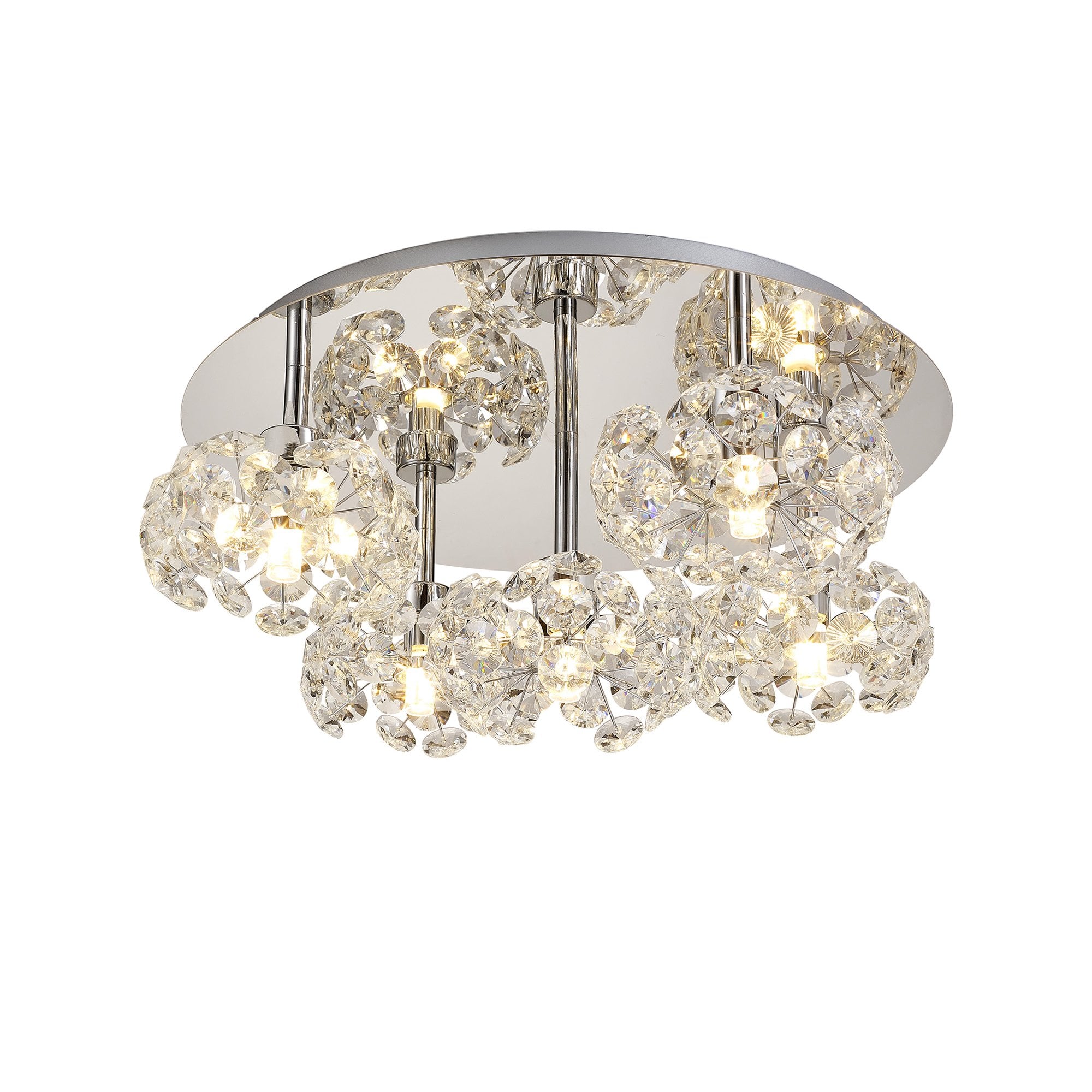 NLK05129 Paris 5 Light Flush Ceiling Light Polished Chrome Crystal