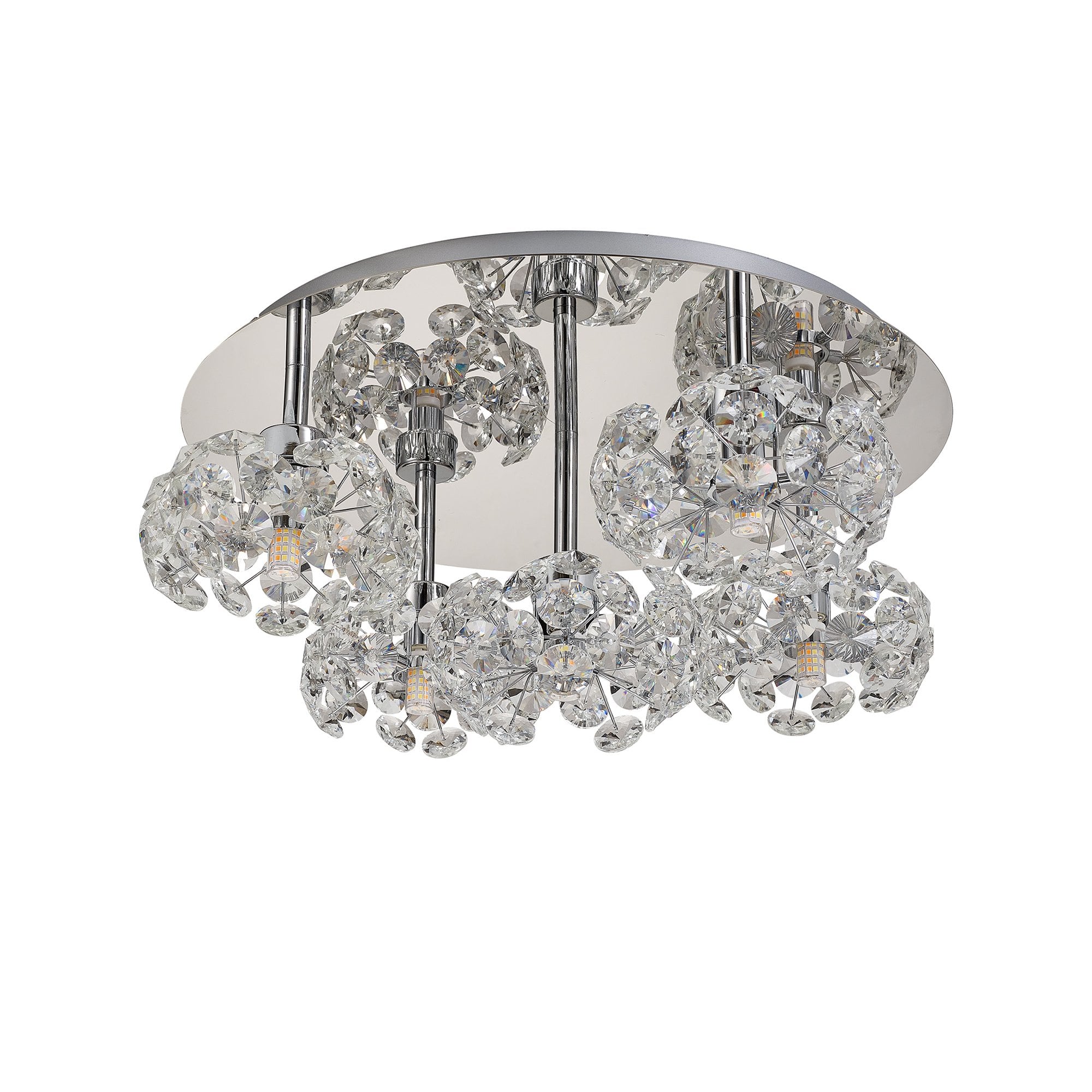 NLK05129 Paris 5 Light Flush Ceiling Light Polished Chrome Crystal