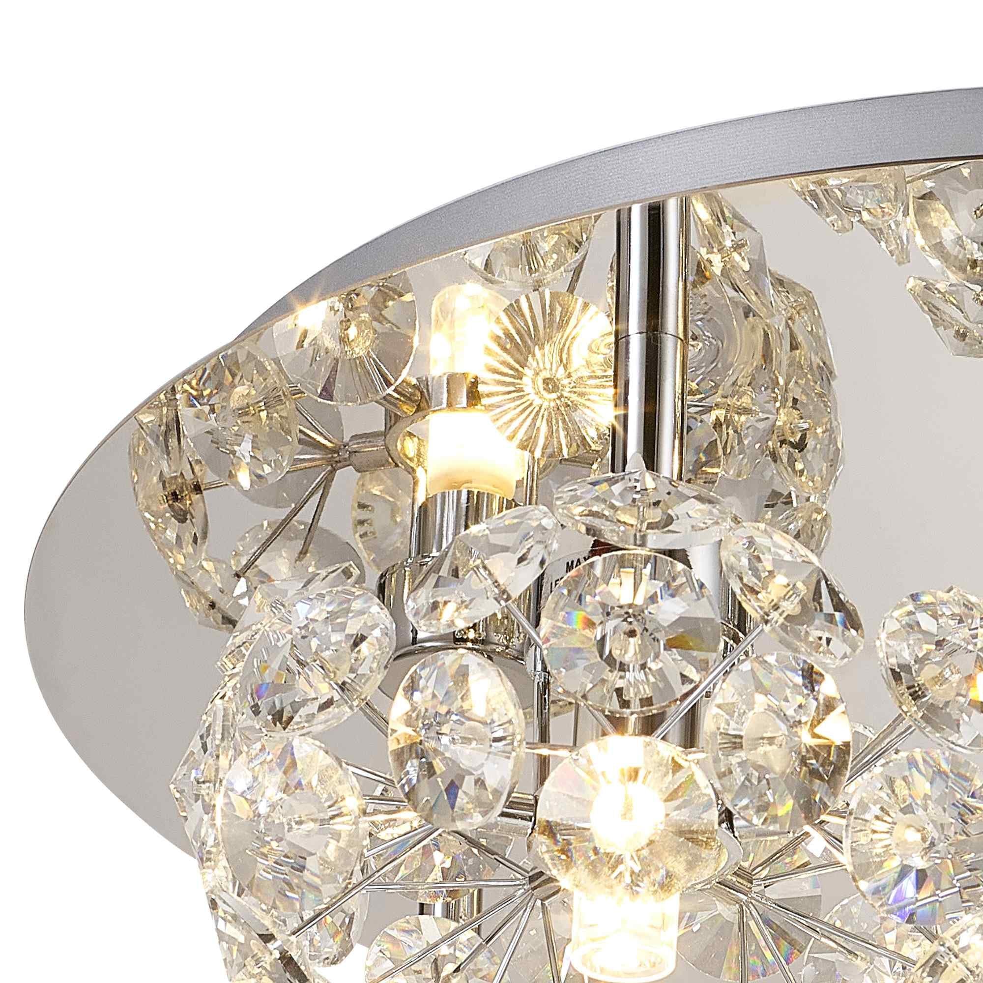 NLK05129 Paris 5 Light Flush Ceiling Light Polished Chrome Crystal