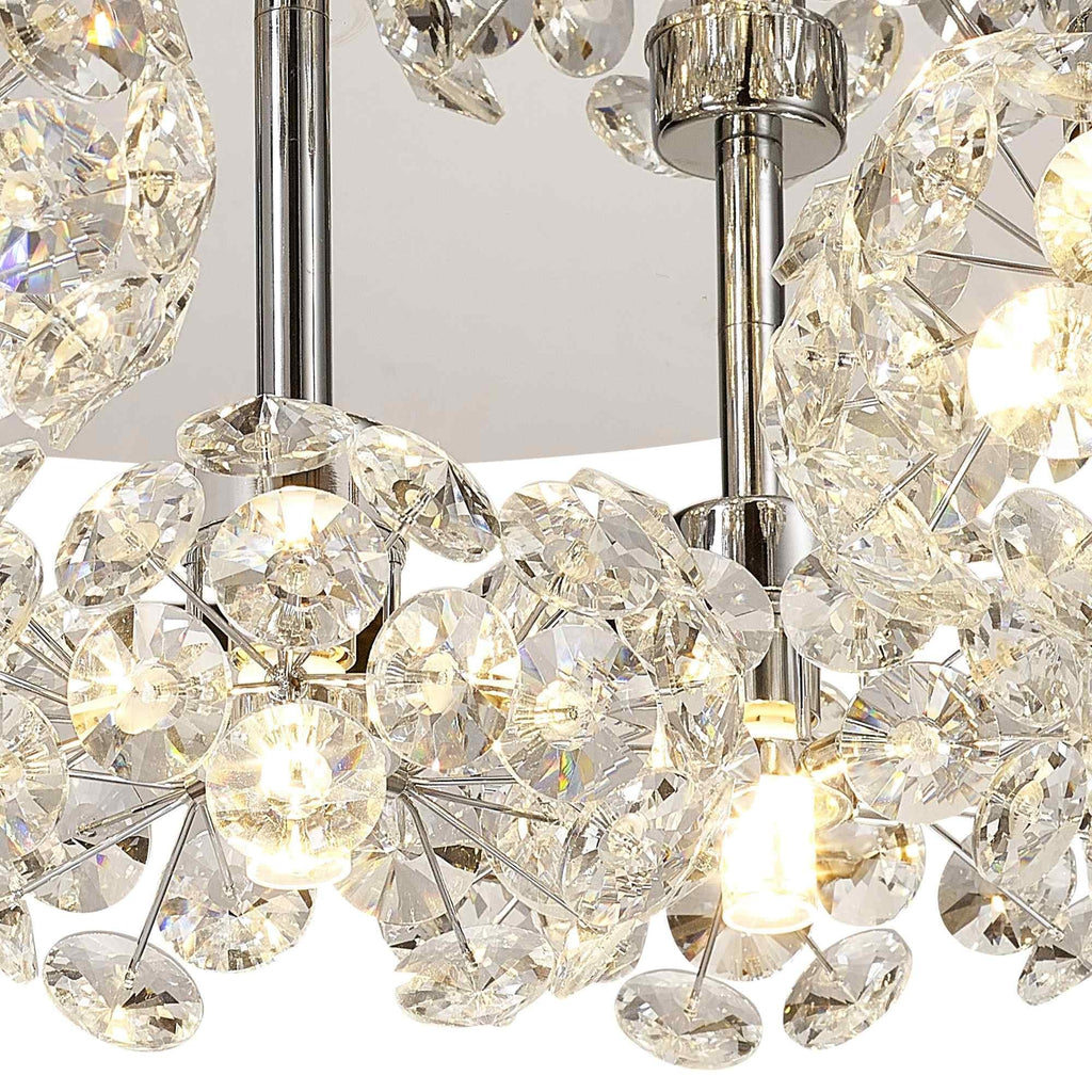 NLK05129 Paris 5 Light Flush Ceiling Light Polished Chrome Crystal