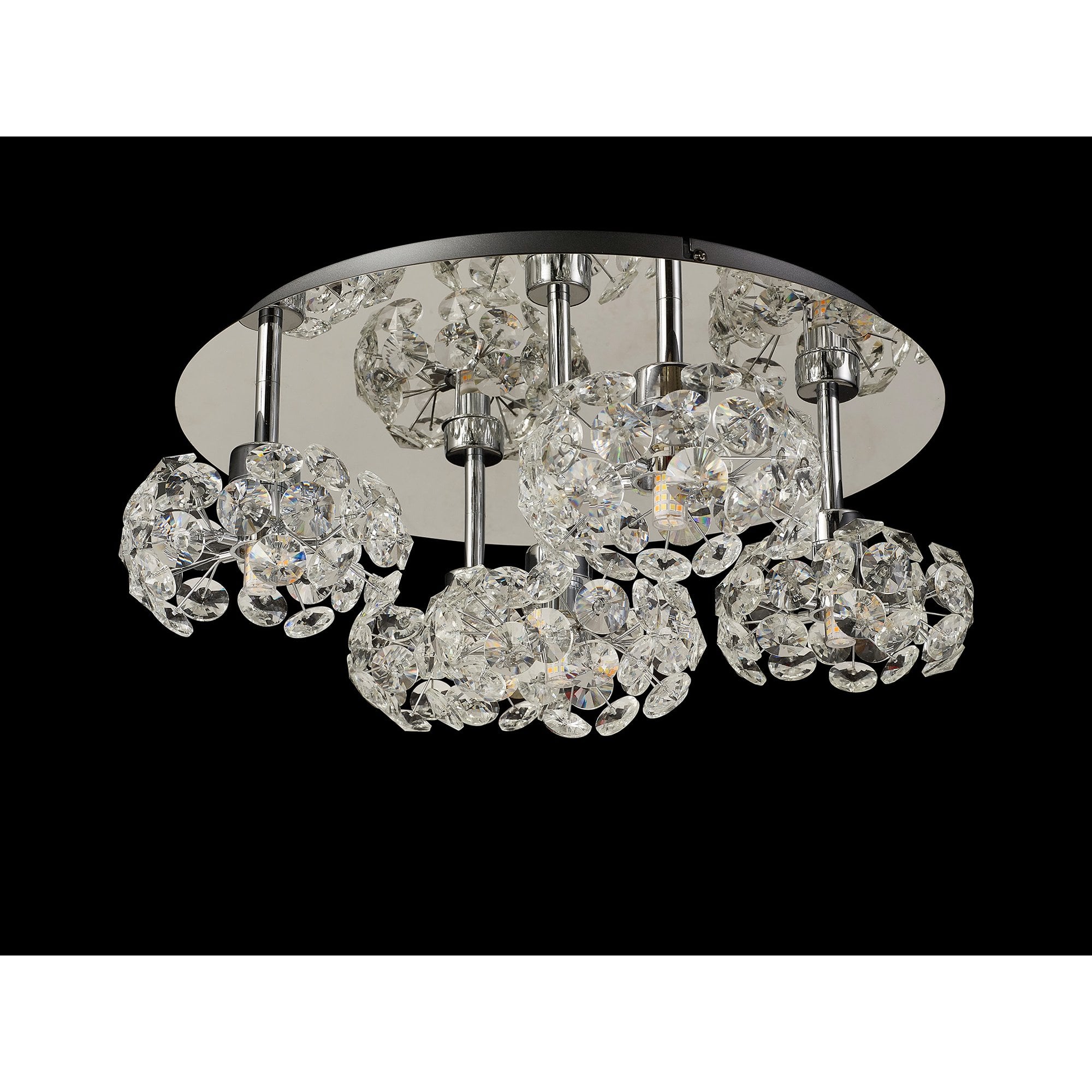 NLK05129 Paris 5 Light Flush Ceiling Light Polished Chrome Crystal