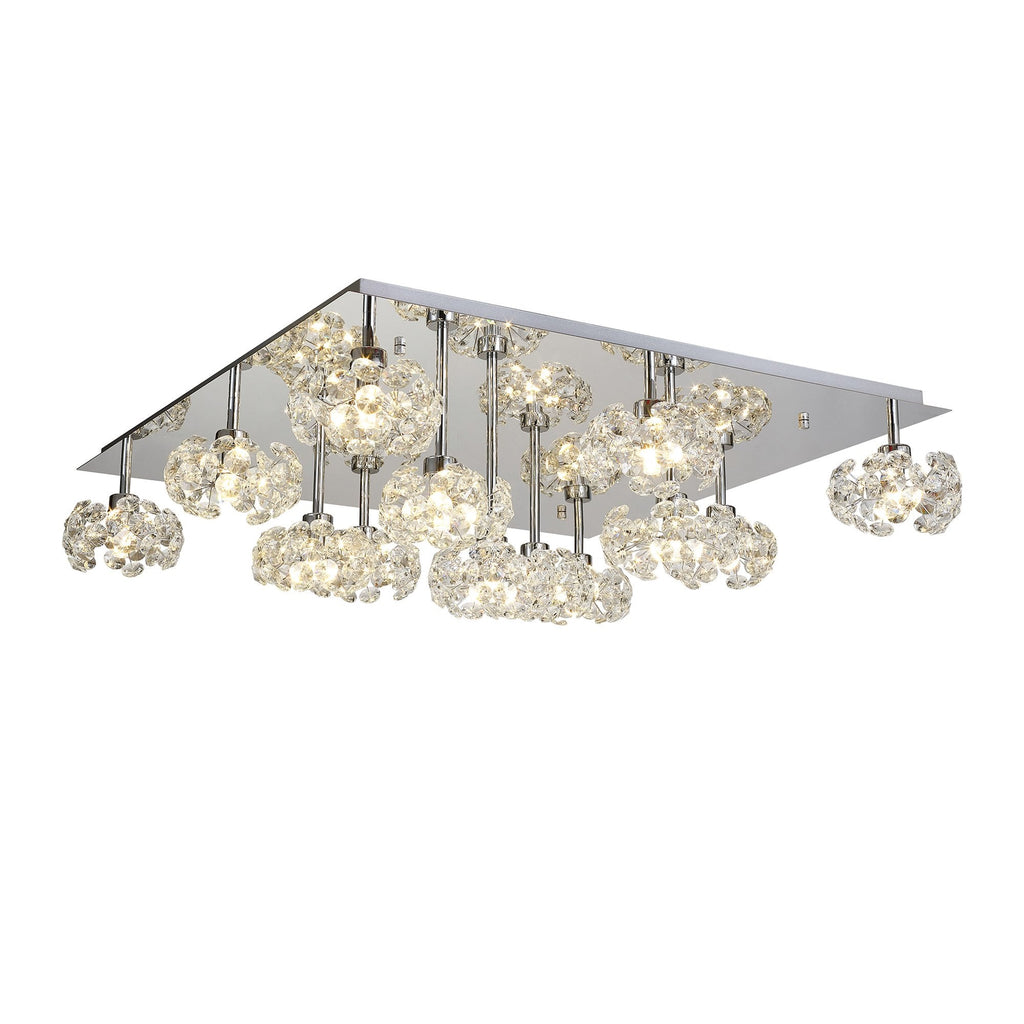 NLK05139 Paris 13 Light Flush Ceiling Light Polished Chrome Crystal