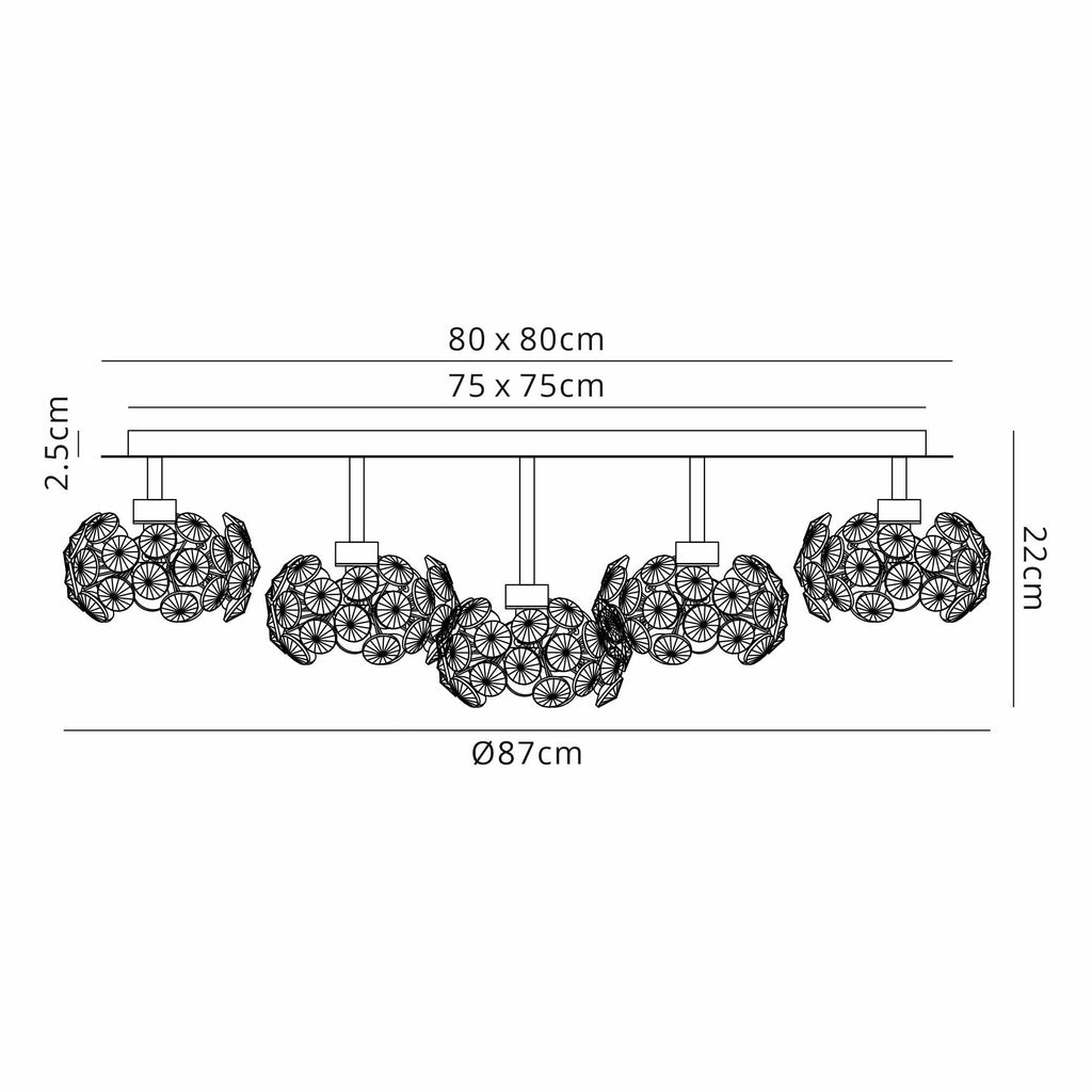 NLK05139 Paris 13 Light Flush Ceiling Light Polished Chrome Crystal