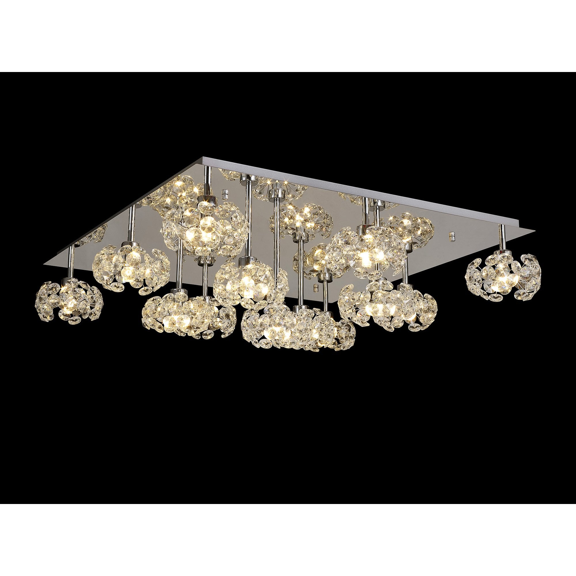 NLK05139 Paris 13 Light Flush Ceiling Light Polished Chrome Crystal