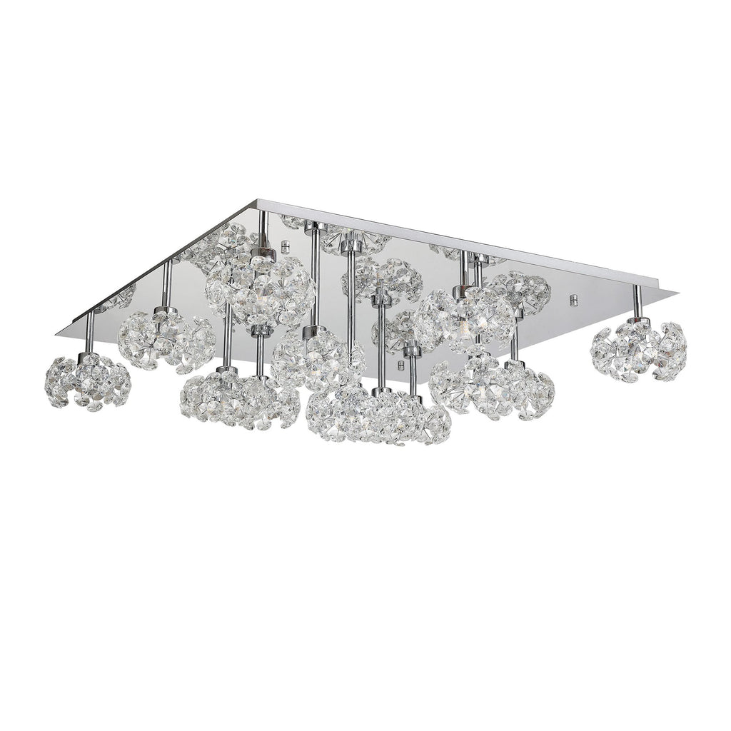 NLK05139 Paris 13 Light Flush Ceiling Light Polished Chrome Crystal