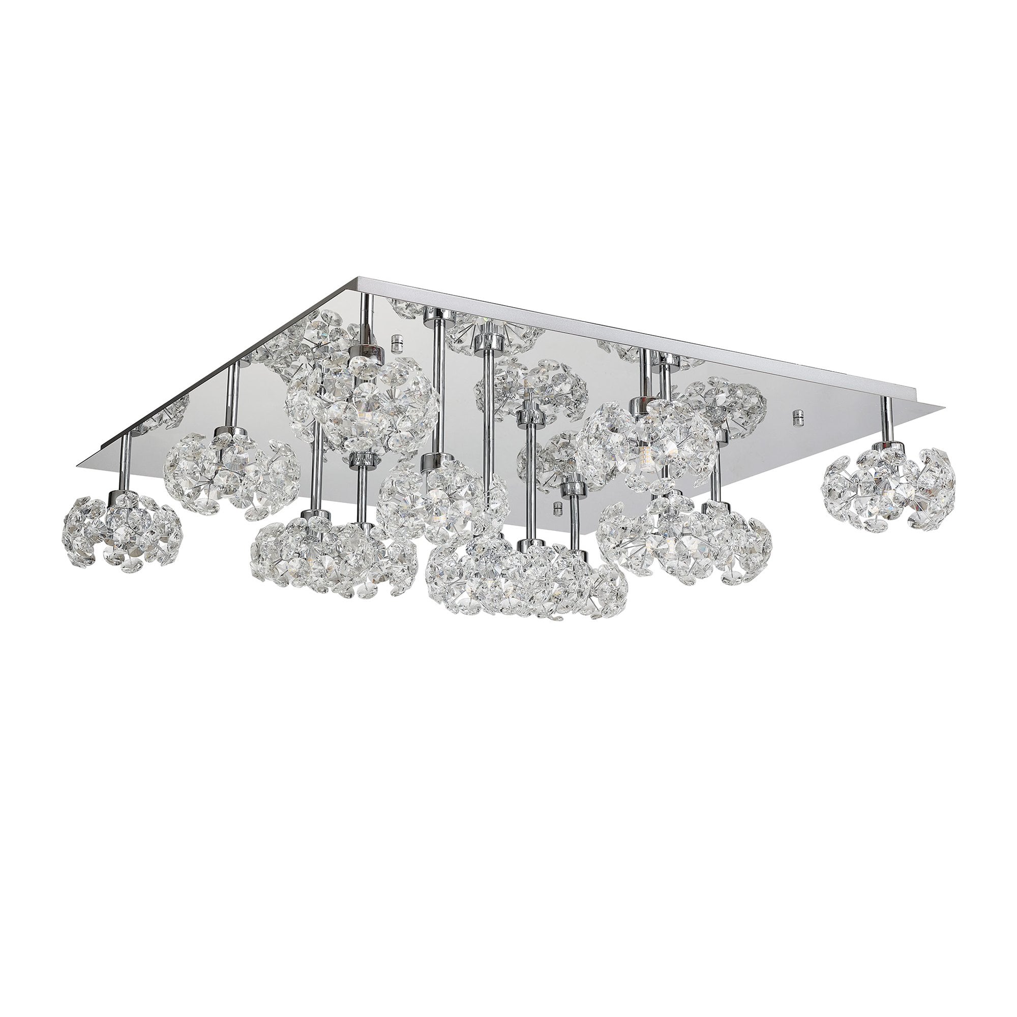 NLK05139 Paris 13 Light Flush Ceiling Light Polished Chrome Crystal