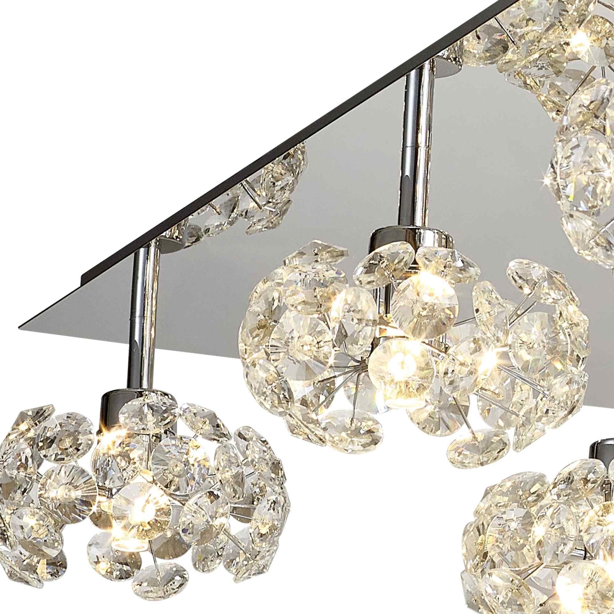 NLK05139 Paris 13 Light Flush Ceiling Light Polished Chrome Crystal
