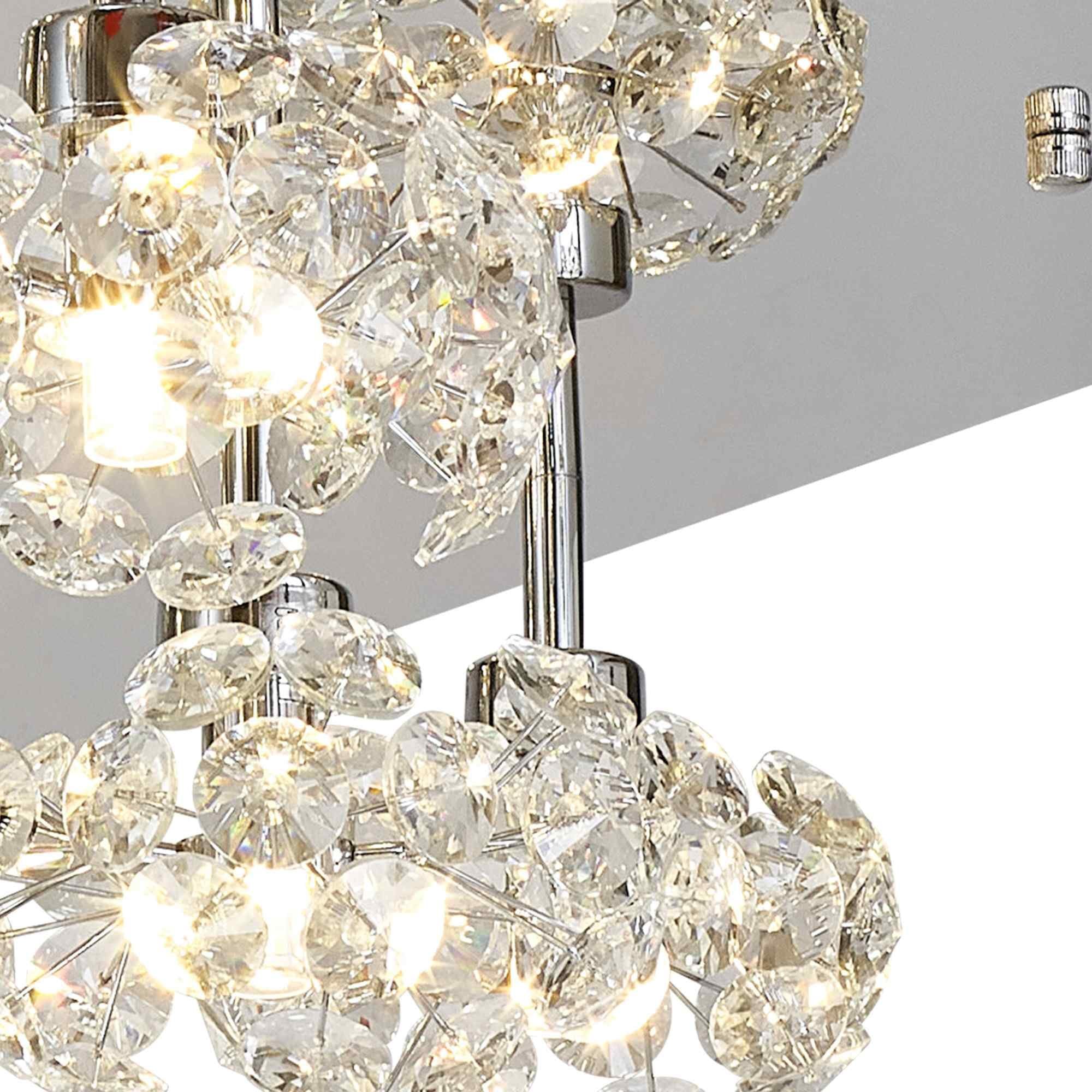 NLK05139 Paris 13 Light Flush Ceiling Light Polished Chrome Crystal