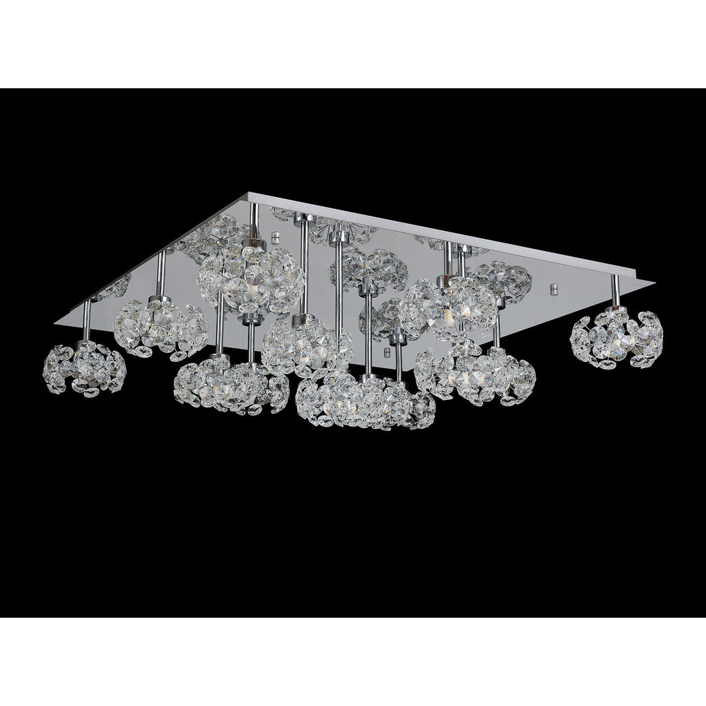 NLK05139 Paris 13 Light Flush Ceiling Light Polished Chrome Crystal