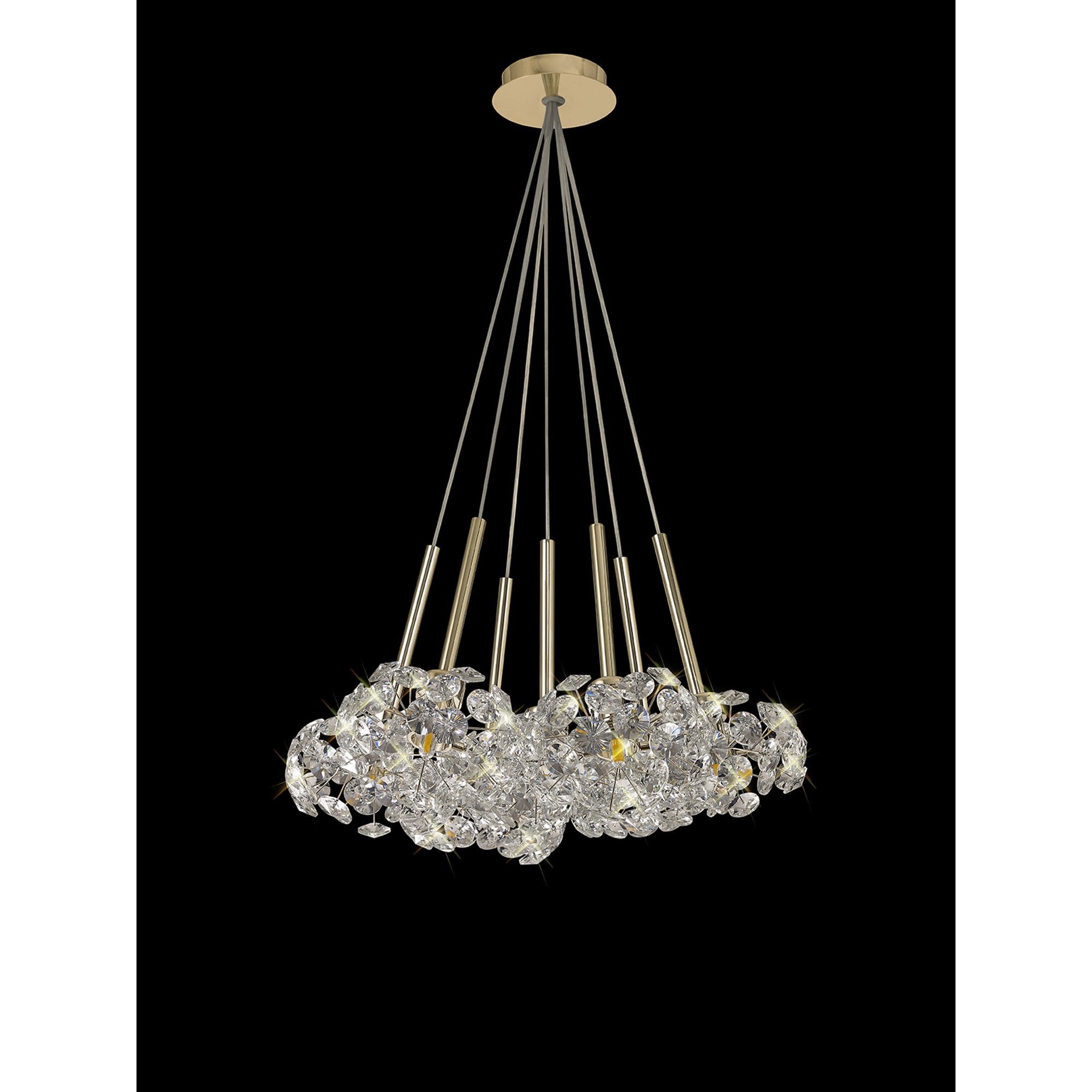 NLK08889 Paris  7 Light Cluster Pendant French Gold Crystal