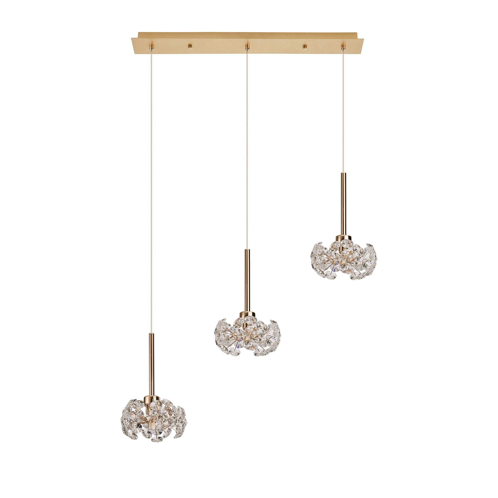 NLK08899 Paris 3 Light Linear Pendant French Gold Crystal