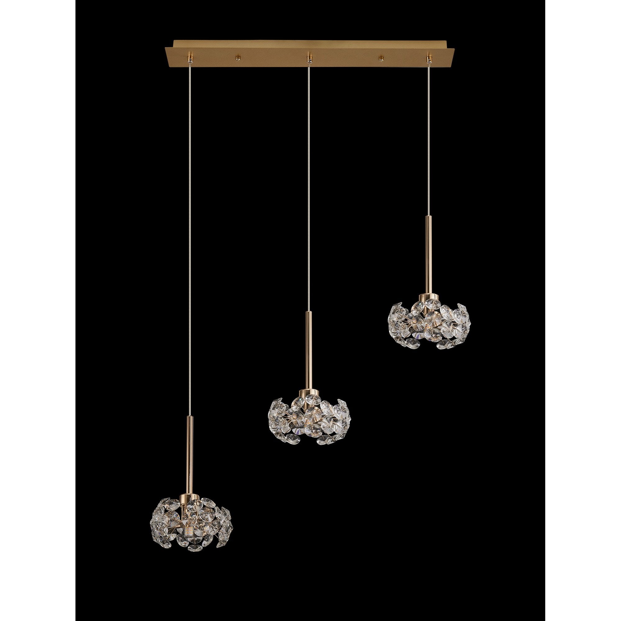 NLK08899 Paris 3 Light Linear Pendant French Gold Crystal