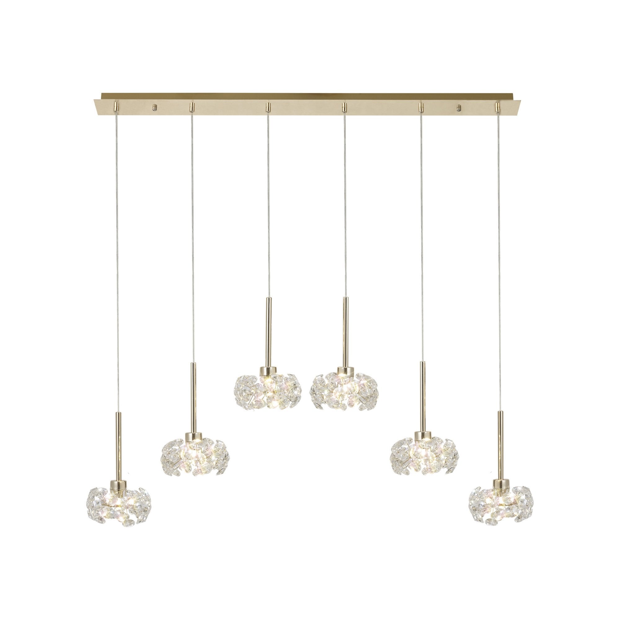 NLK08909 Paris 6 Light Linear Pendant French Gold Crystal