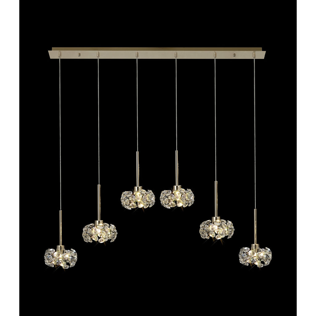 NLK08909 Paris 6 Light Linear Pendant French Gold Crystal