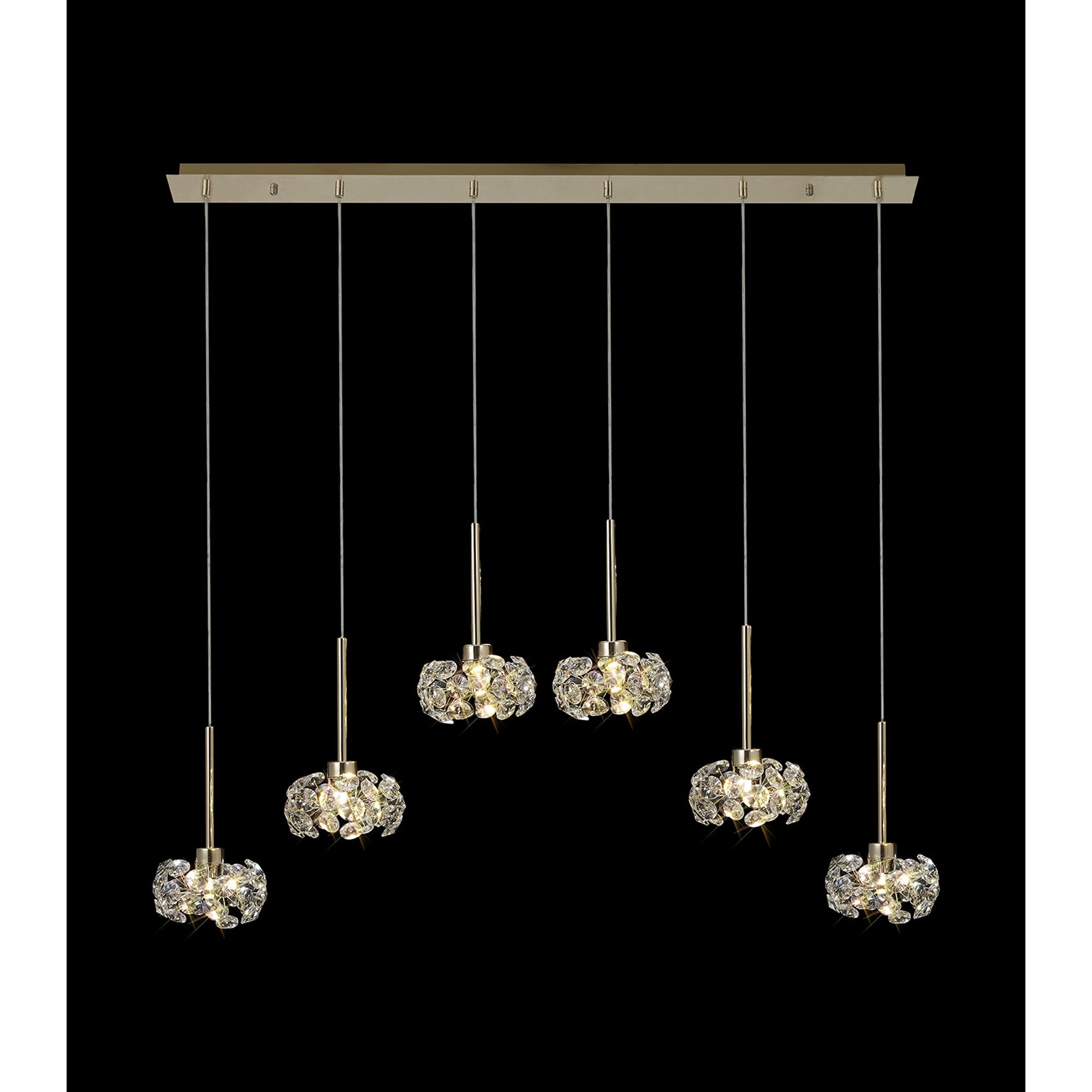 NLK08909 Paris 6 Light Linear Pendant French Gold Crystal