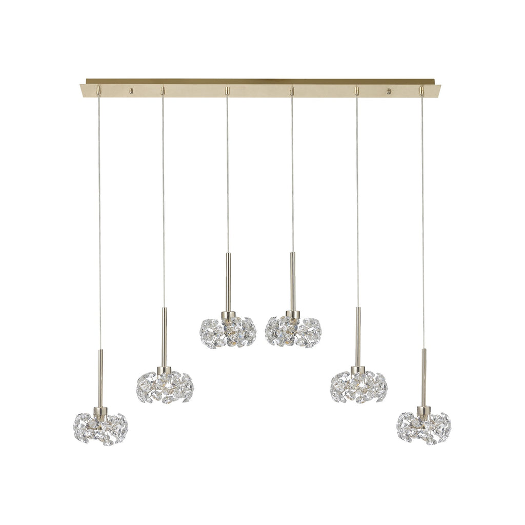 NLK08909 Paris 6 Light Linear Pendant French Gold Crystal