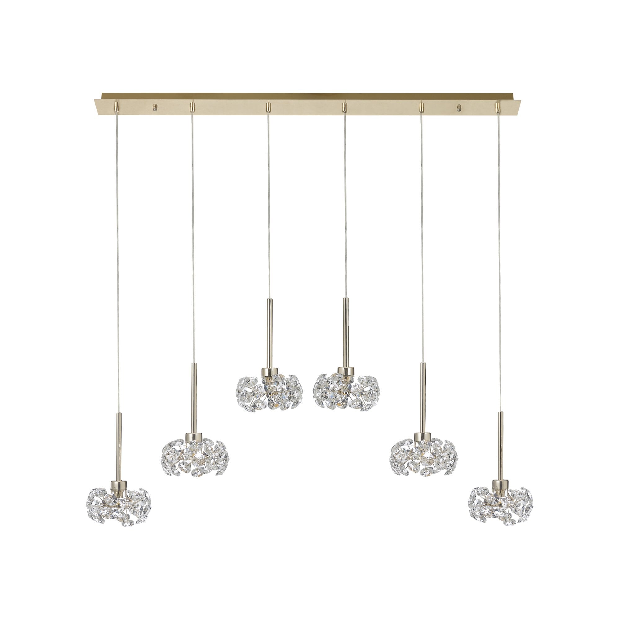 NLK08909 Paris 6 Light Linear Pendant French Gold Crystal
