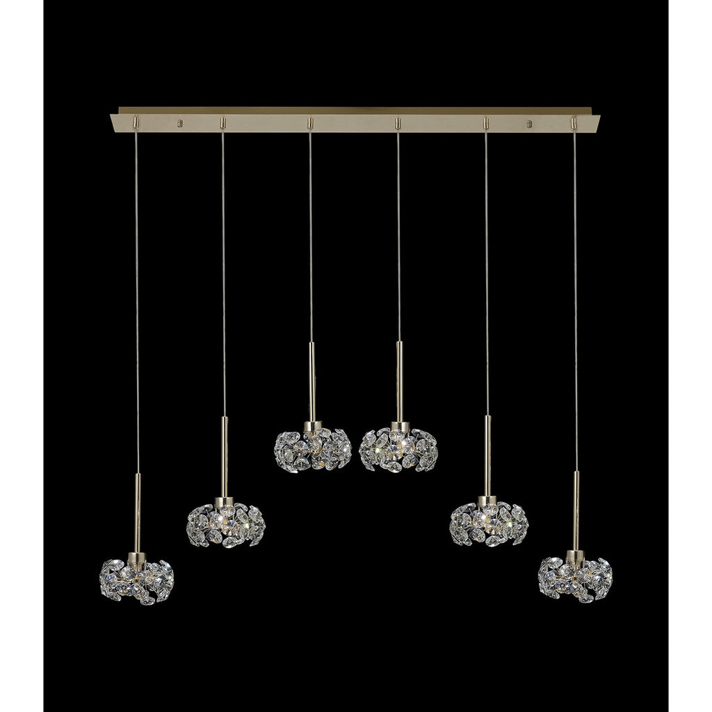 NLK08909 Paris 6 Light Linear Pendant French Gold Crystal