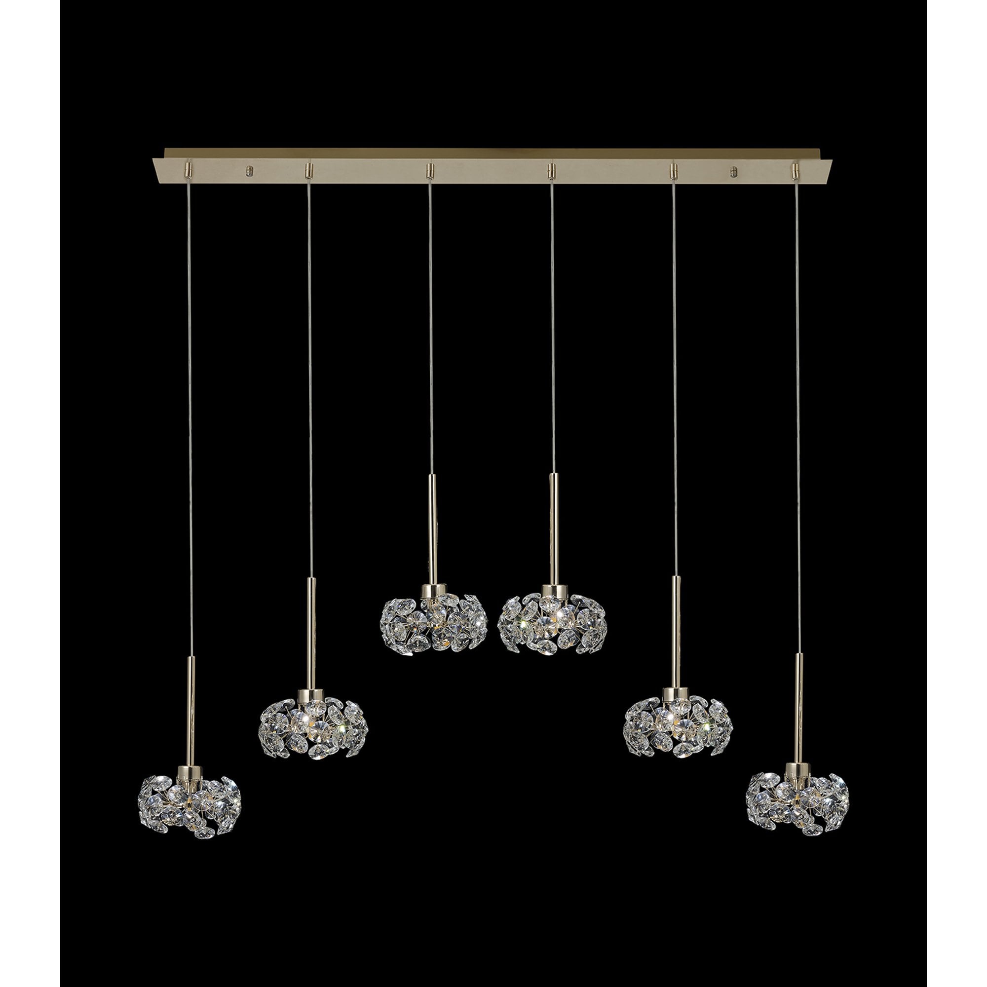 NLK08909 Paris 6 Light Linear Pendant French Gold Crystal