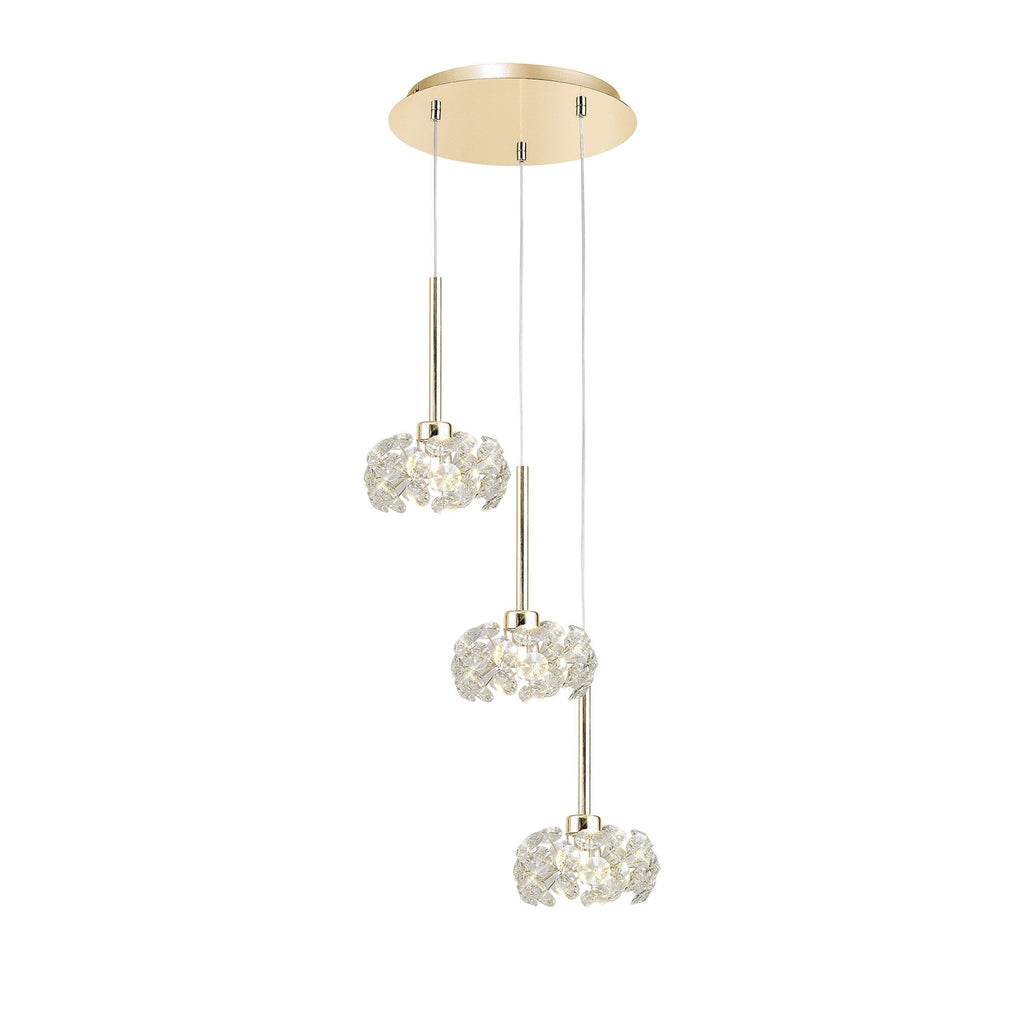 NLK08919 Paris 3 Light Round Pendant French Gold Crystal