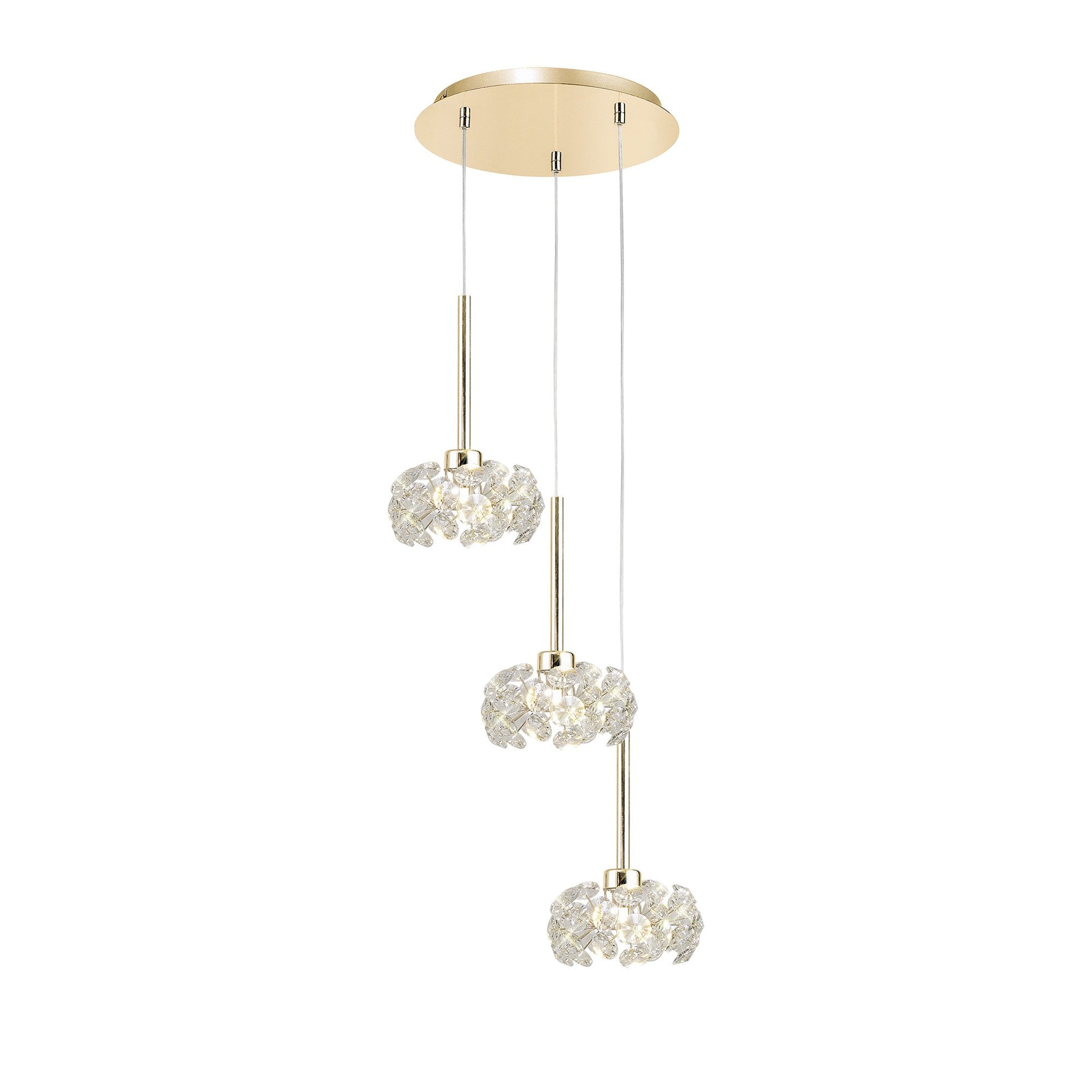 NLK08919 Paris 3 Light Round Pendant French Gold Crystal
