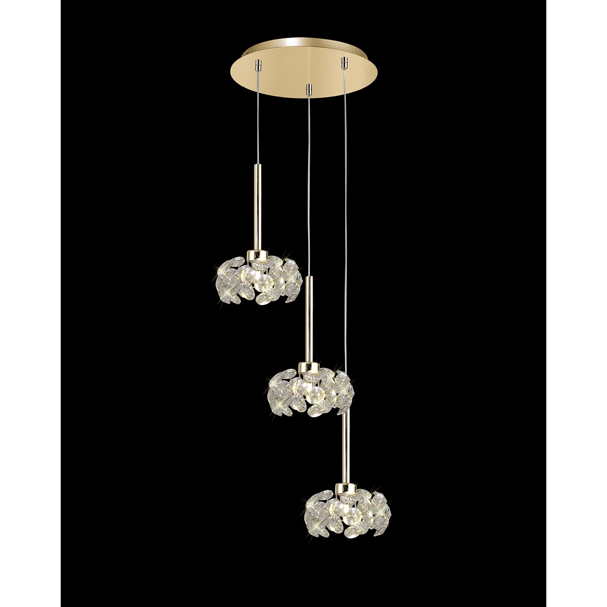 NLK08919 Paris 3 Light Round Pendant French Gold Crystal