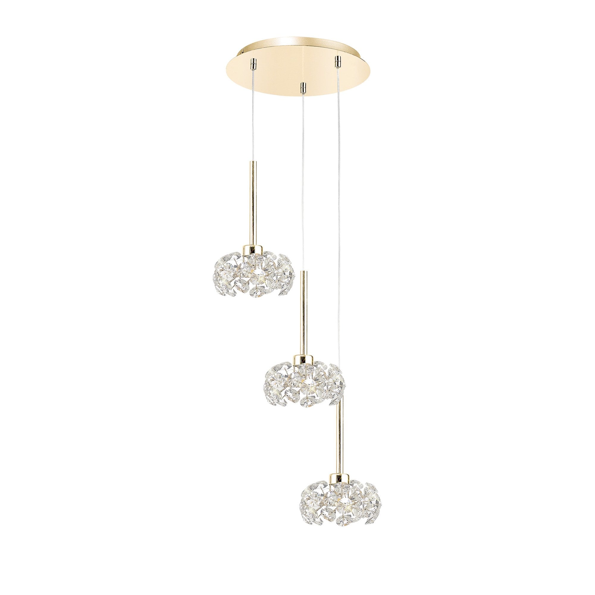 NLK08919 Paris 3 Light Round Pendant French Gold Crystal
