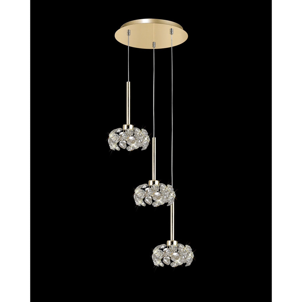 NLK08919 Paris 3 Light Round Pendant French Gold Crystal