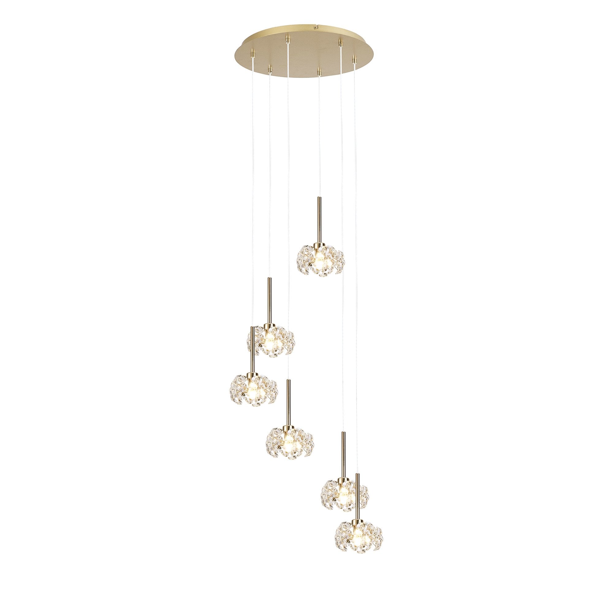 NLK08929 Paris 6 Light Round Pendant French Gold Crystal