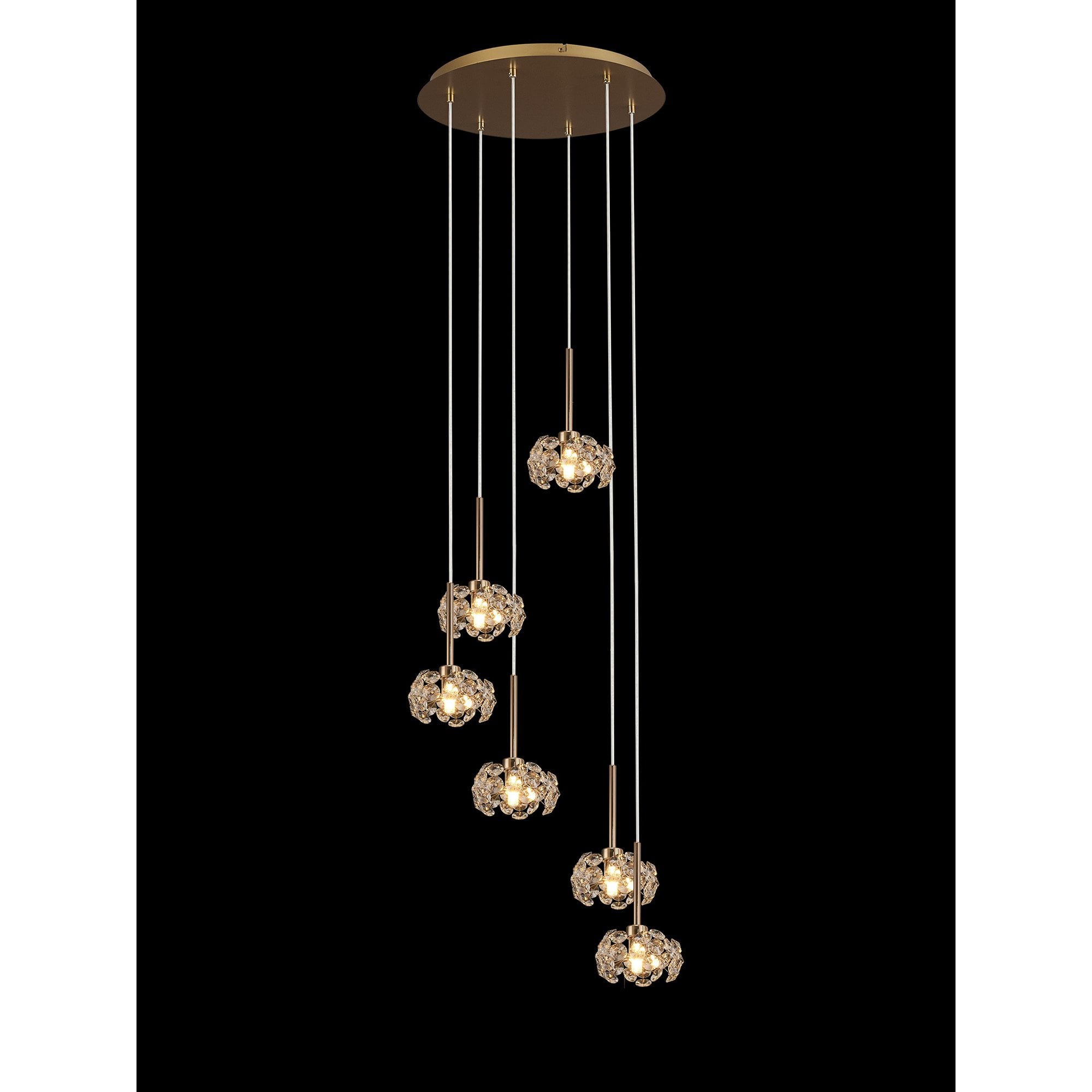 NLK08929 Paris 6 Light Round Pendant French Gold Crystal