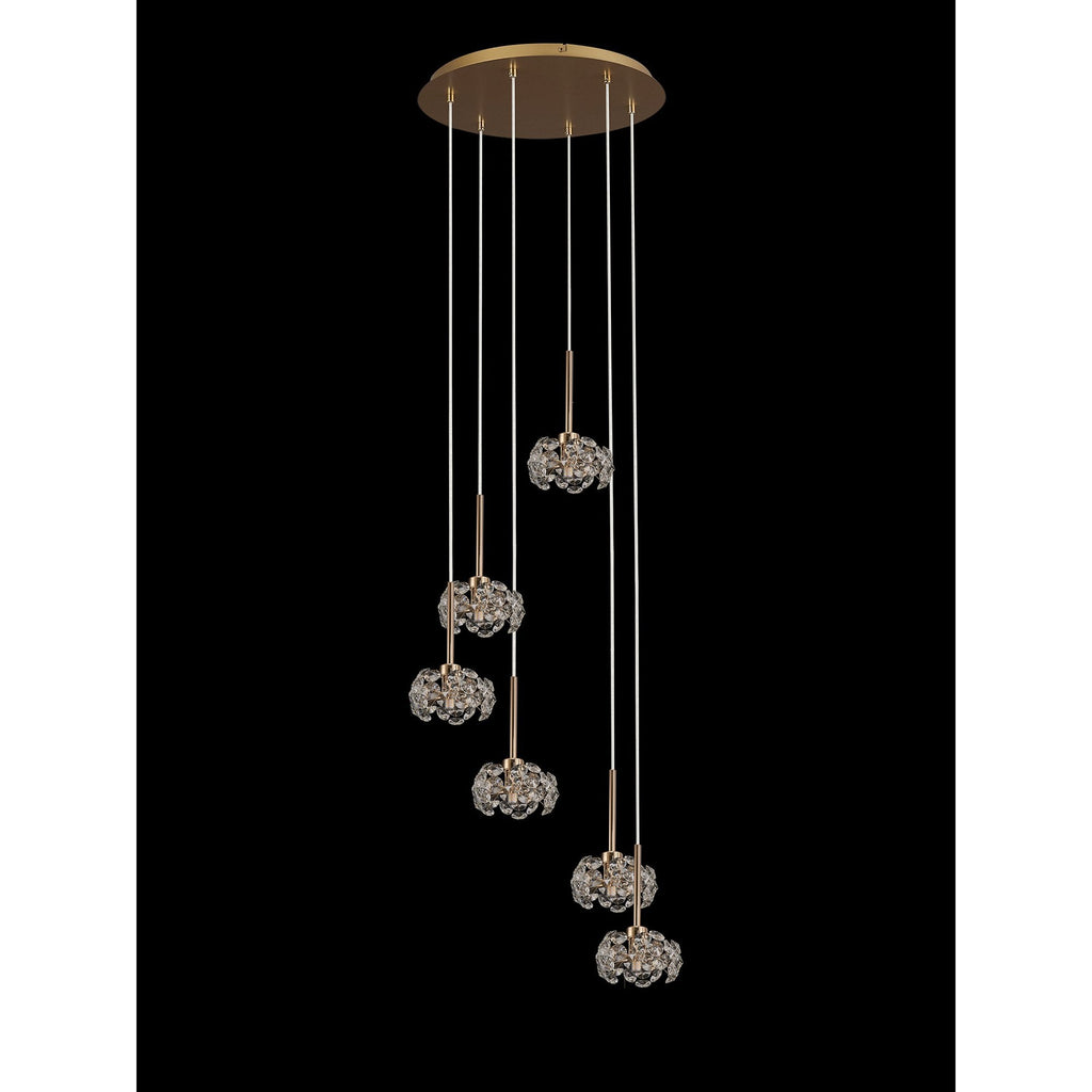 NLK08929 Paris 6 Light Round Pendant French Gold Crystal