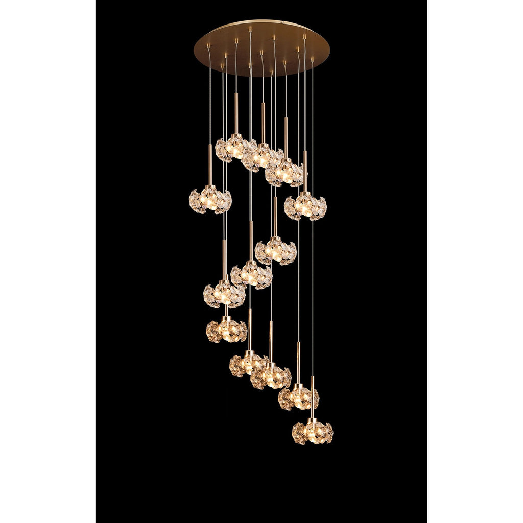 NLK08939 Paris 13 Light Round Pendant French Gold Crystal