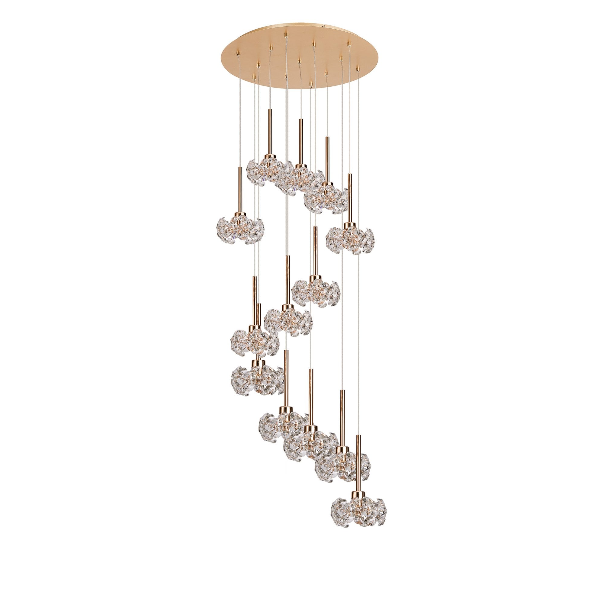 NLK08939 Paris 13 Light Round Pendant French Gold Crystal