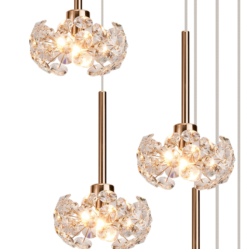 NLK08939 Paris 13 Light Round Pendant French Gold Crystal
