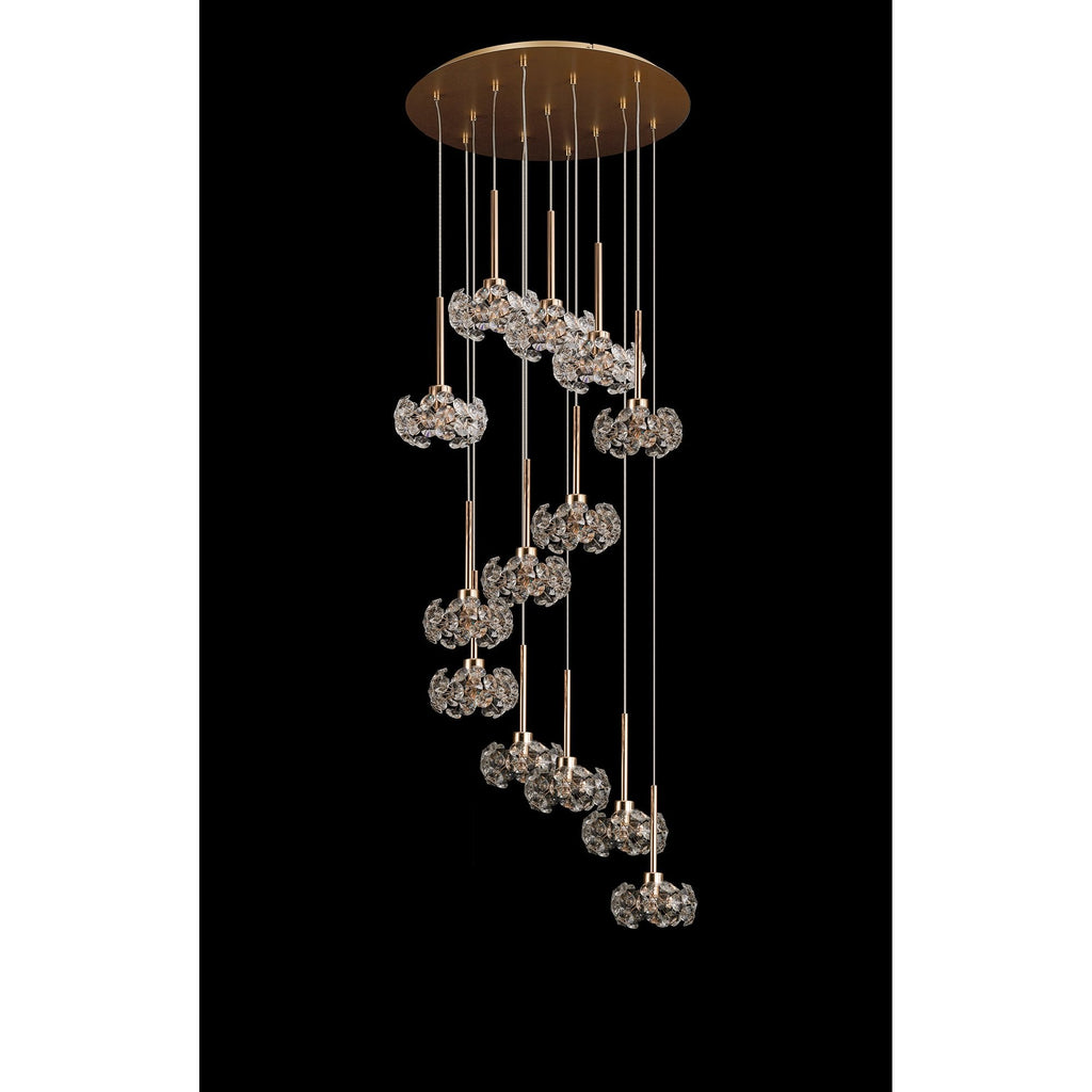 NLK08939 Paris 13 Light Round Pendant French Gold Crystal