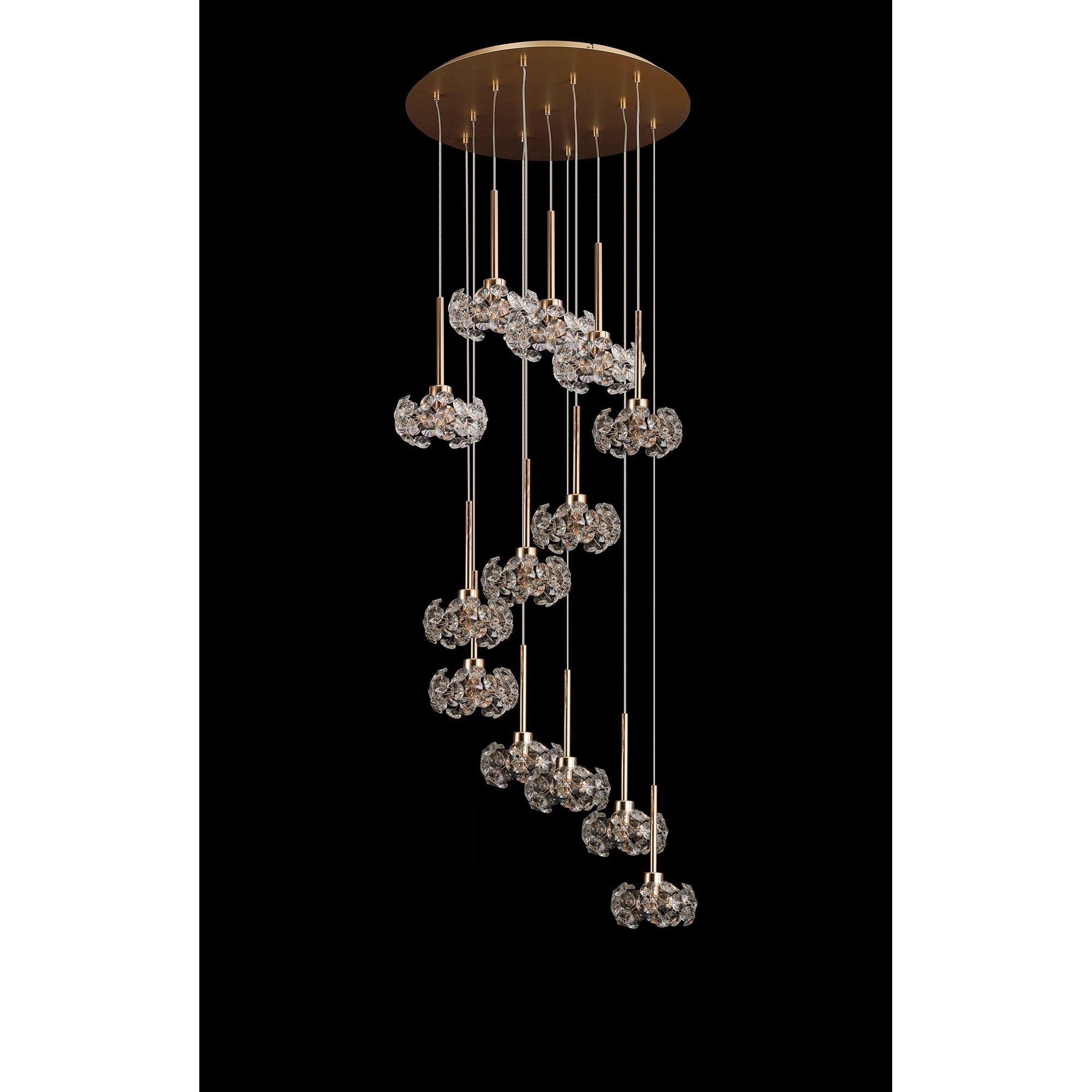 NLK08939 Paris 13 Light Round Pendant French Gold Crystal