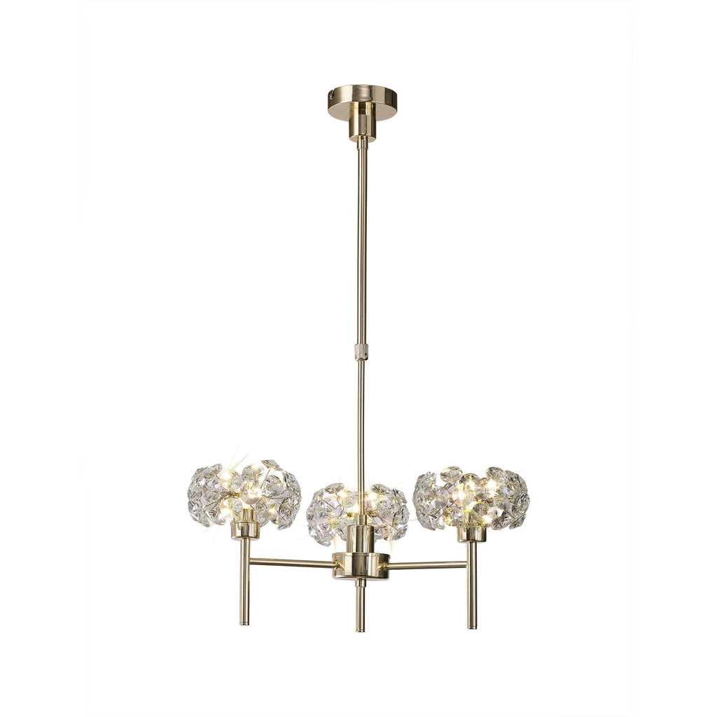 NLK08959 Paris 3 Light Pendant/Ceiling Light French Gold Crystal