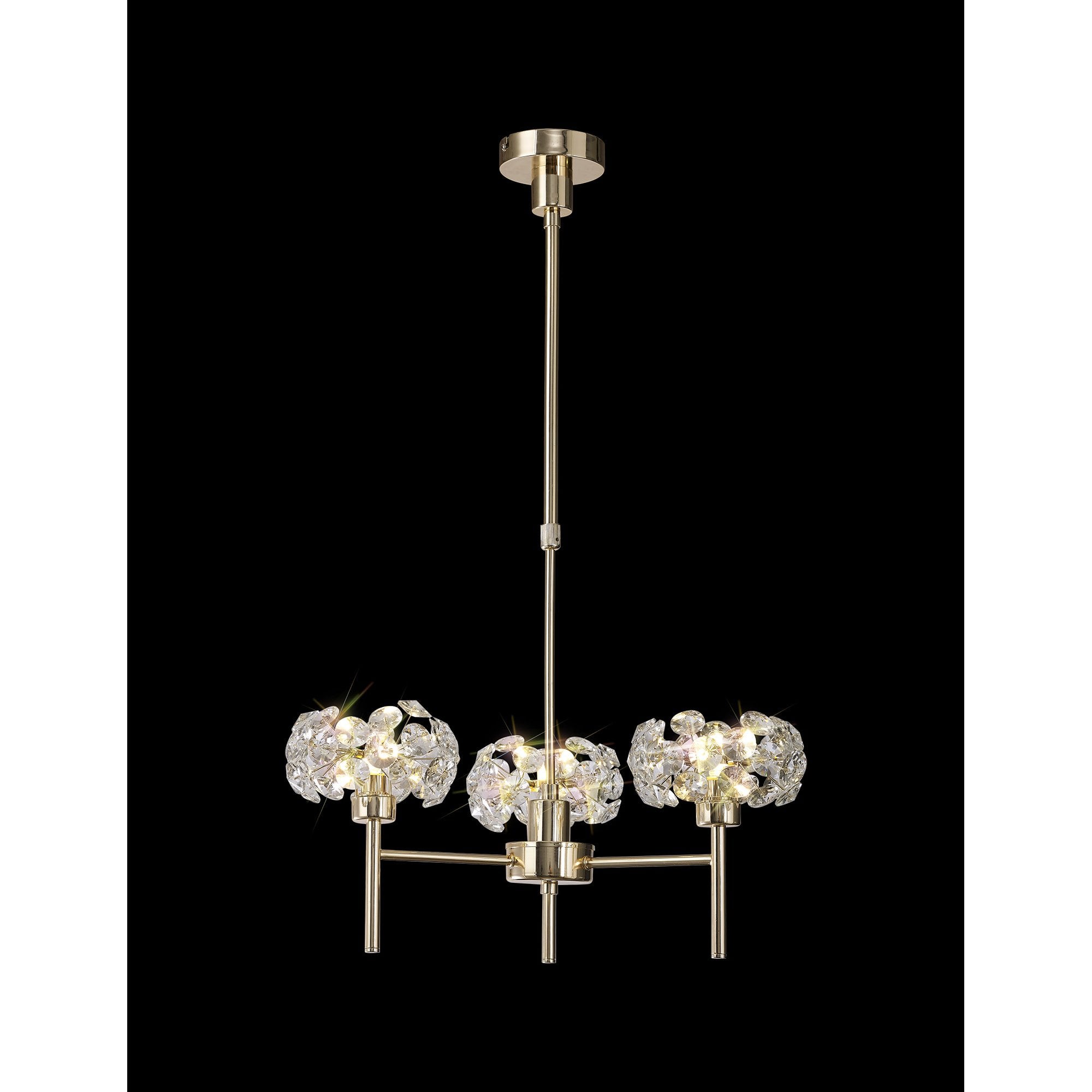 NLK08959 Paris 3 Light Pendant/Ceiling Light French Gold Crystal