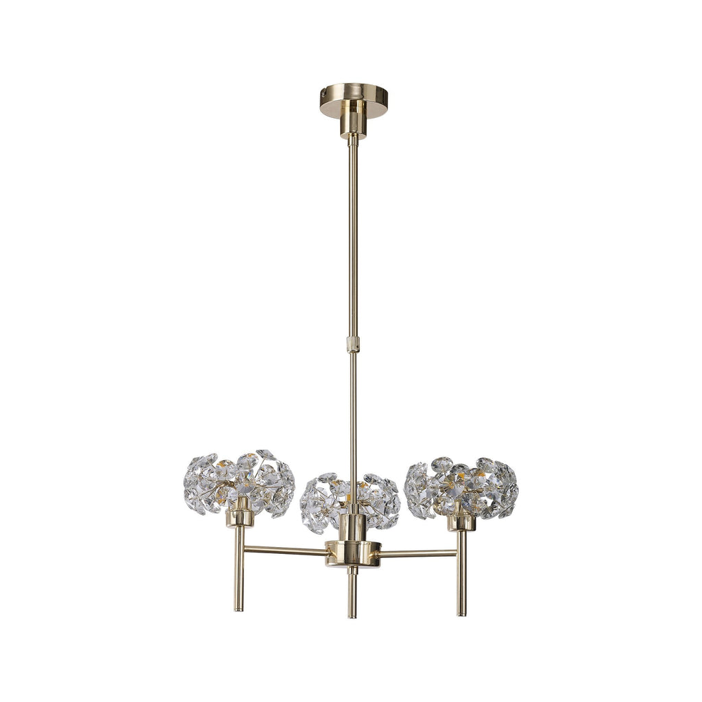 NLK08959 Paris 3 Light Pendant/Ceiling Light French Gold Crystal