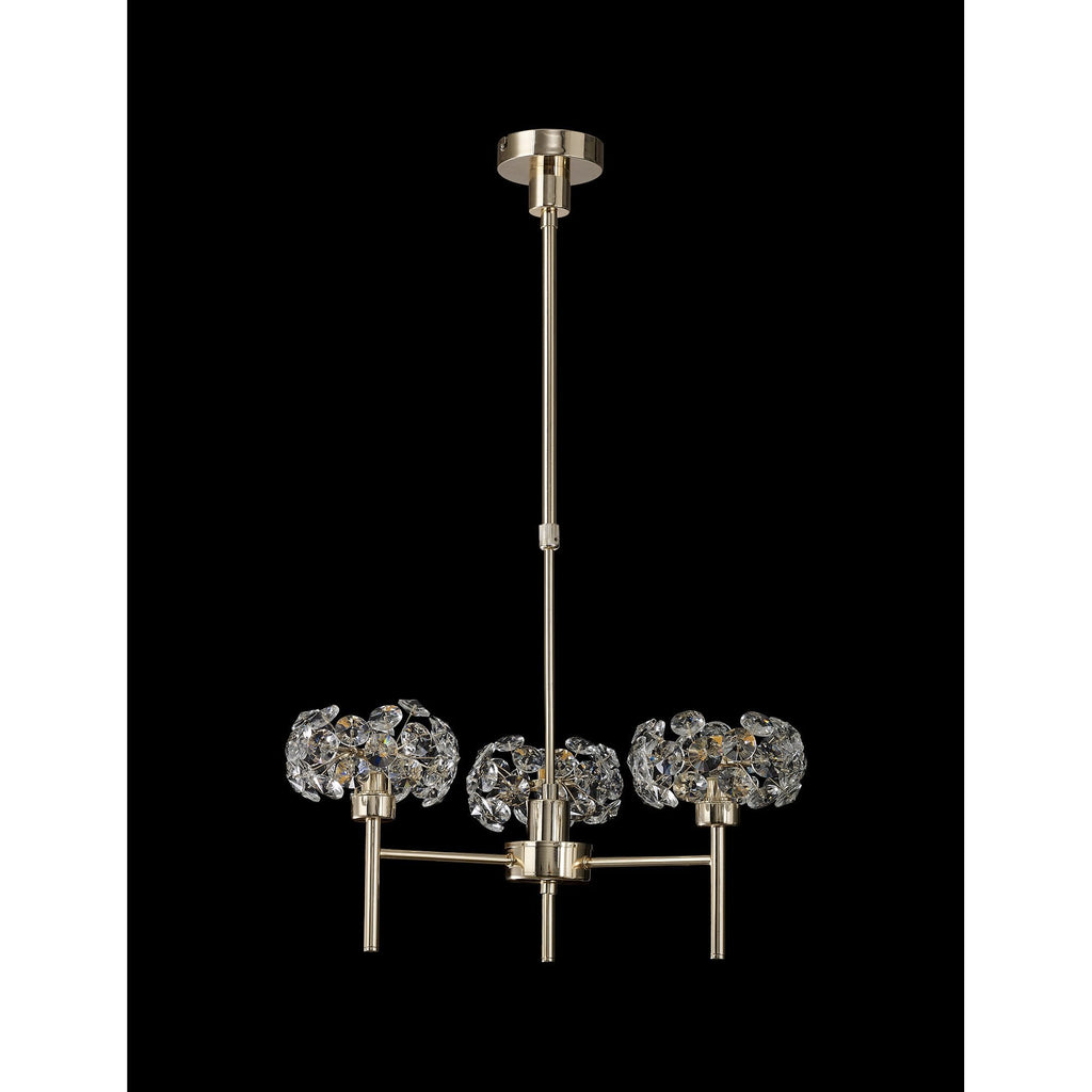 NLK08959 Paris 3 Light Pendant/Ceiling Light French Gold Crystal