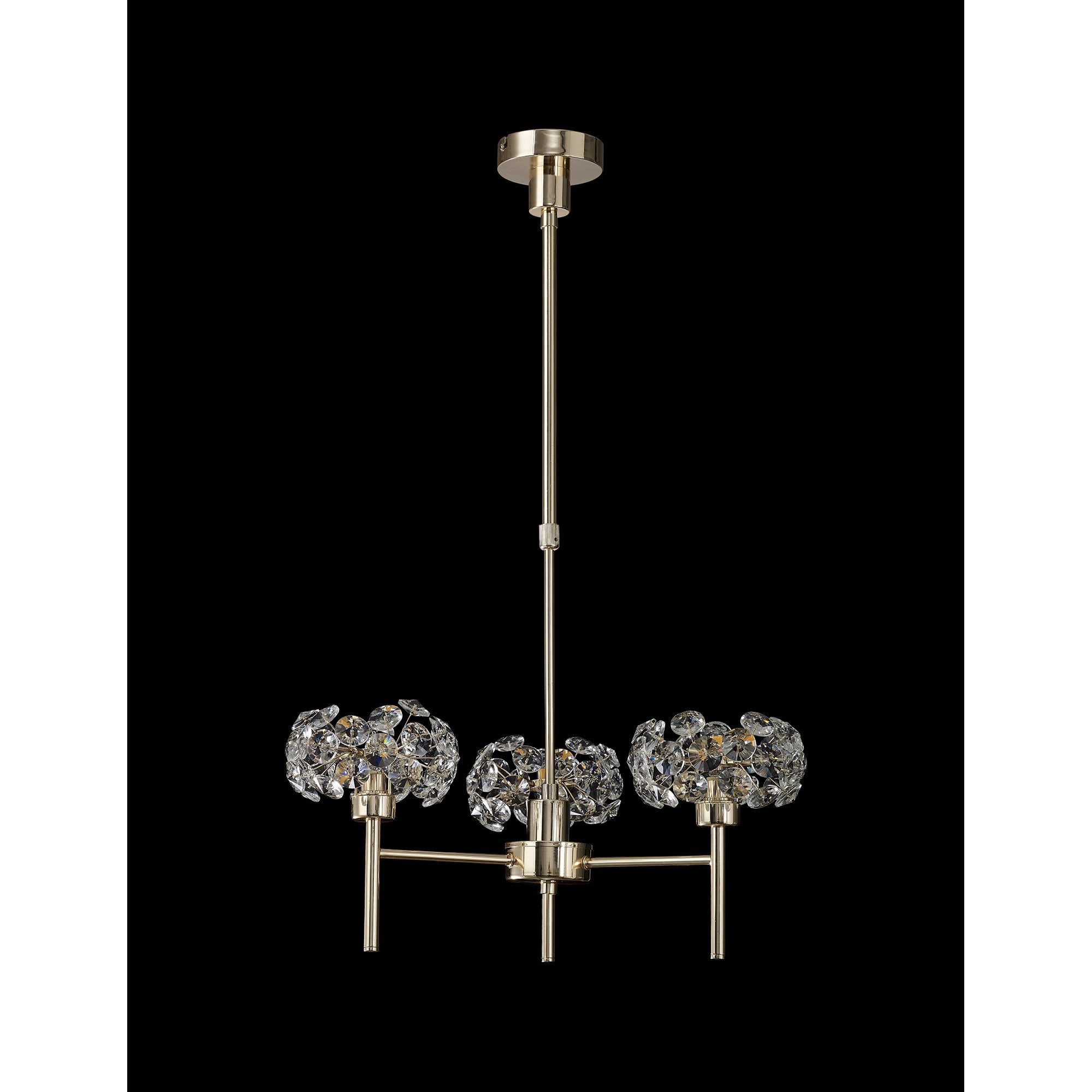 NLK08959 Paris 3 Light Pendant/Ceiling Light French Gold Crystal