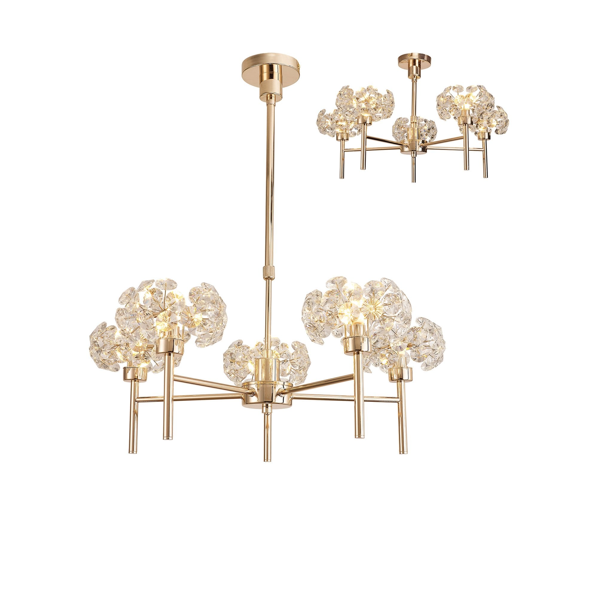 NLK08969 Paris 5 Light Pendant/Ceiling Light French Gold Crystal