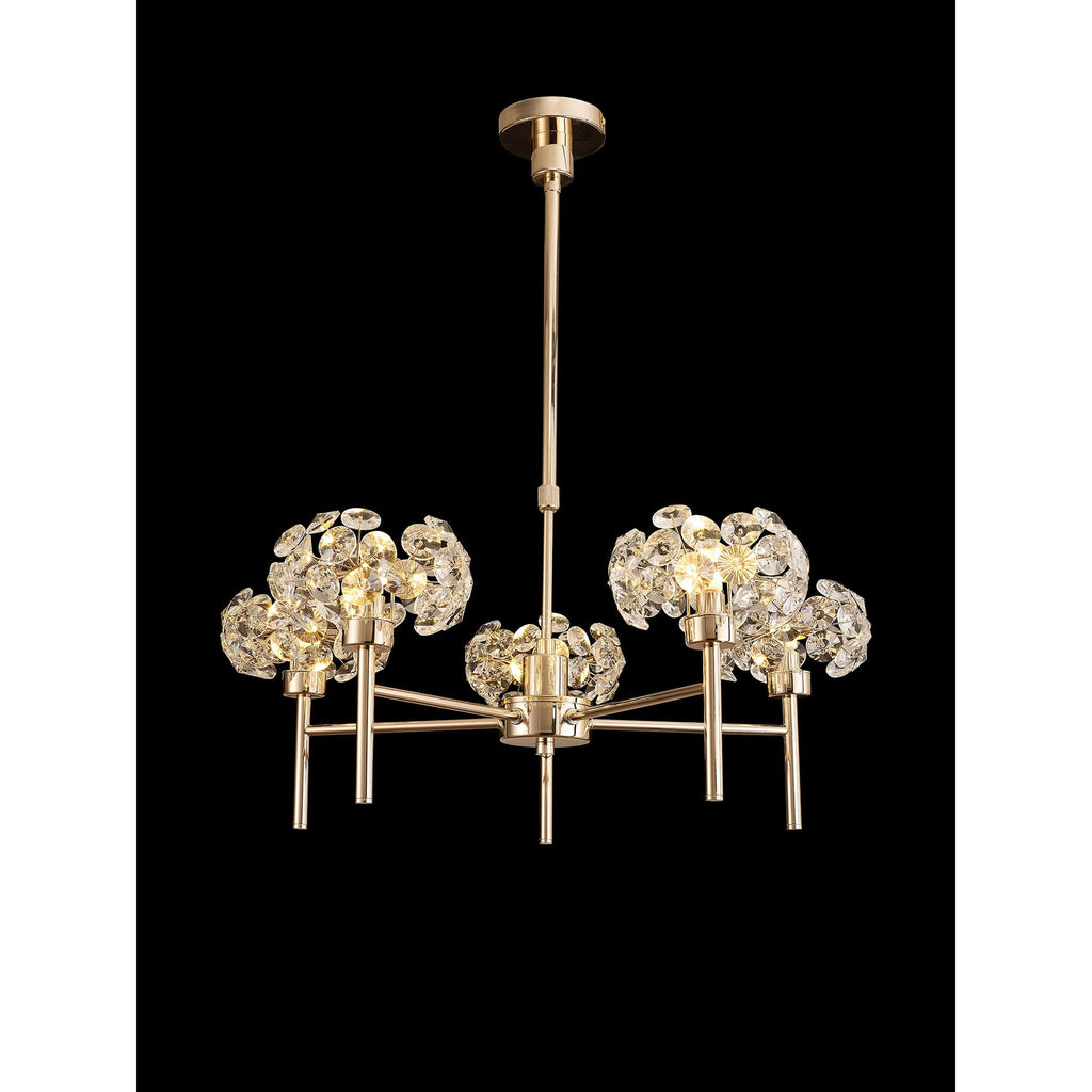 NLK08969 Paris 5 Light Pendant/Ceiling Light French Gold Crystal