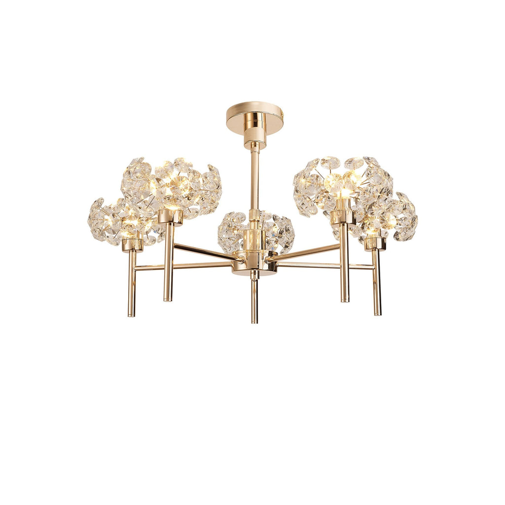 NLK08969 Paris 5 Light Pendant/Ceiling Light French Gold Crystal