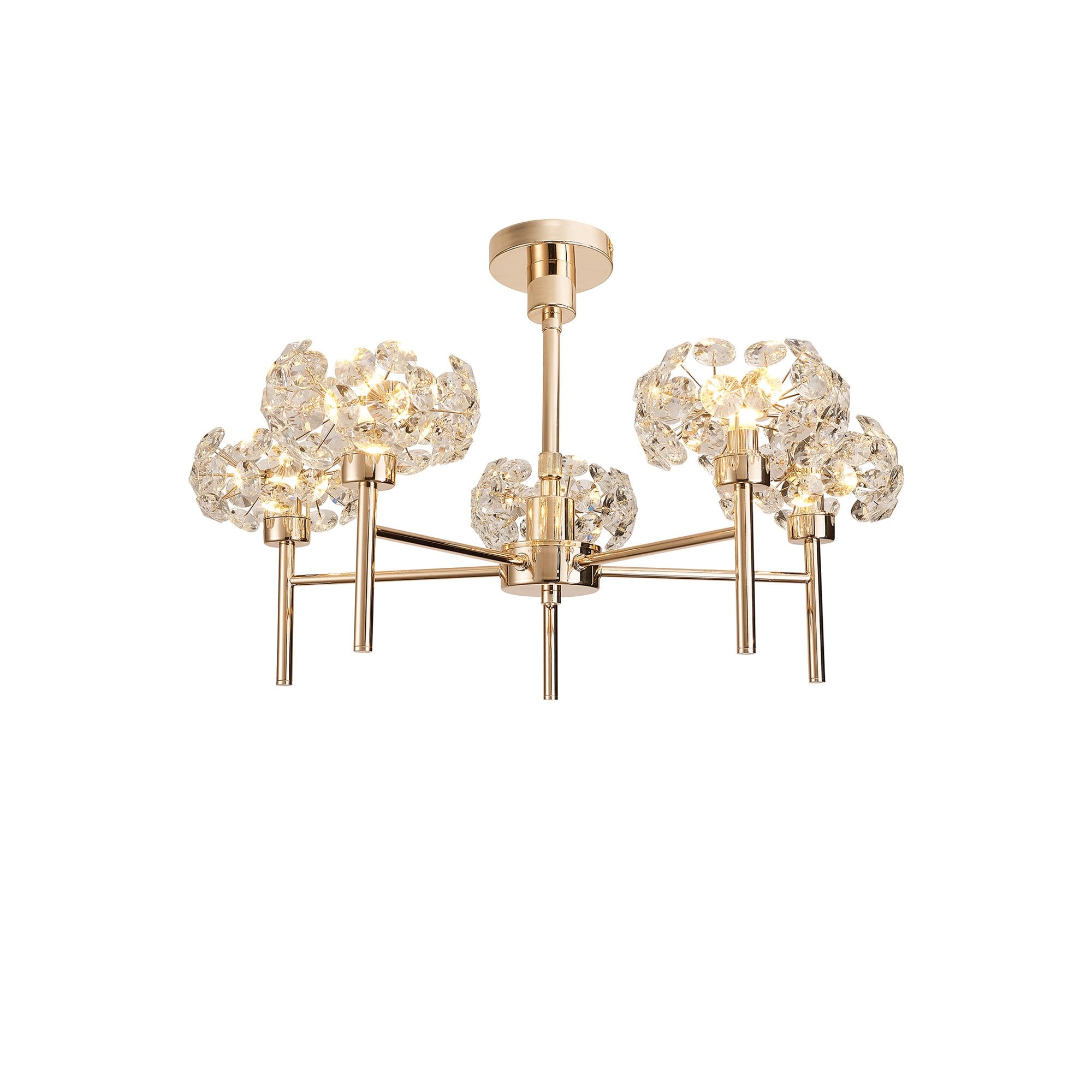 NLK08969 Paris 5 Light Pendant/Ceiling Light French Gold Crystal