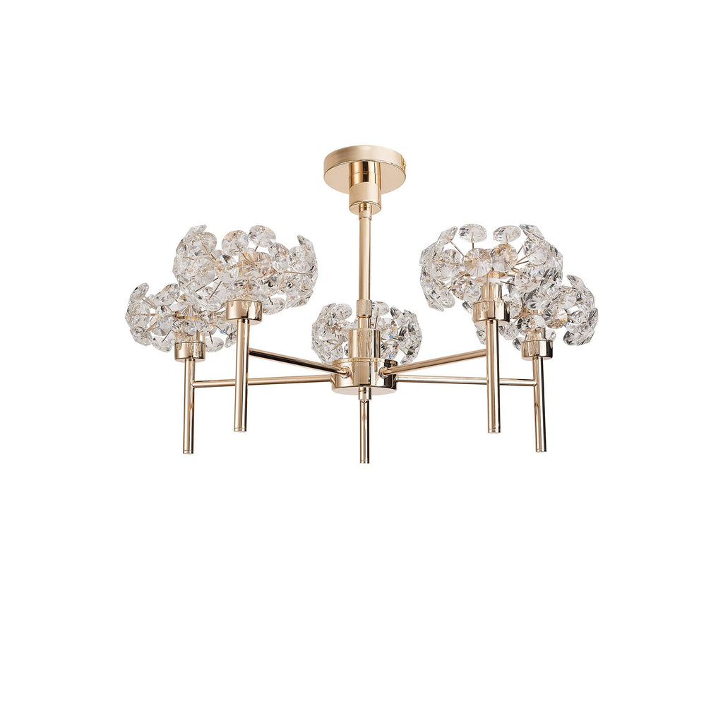 NLK08969 Paris 5 Light Pendant/Ceiling Light French Gold Crystal